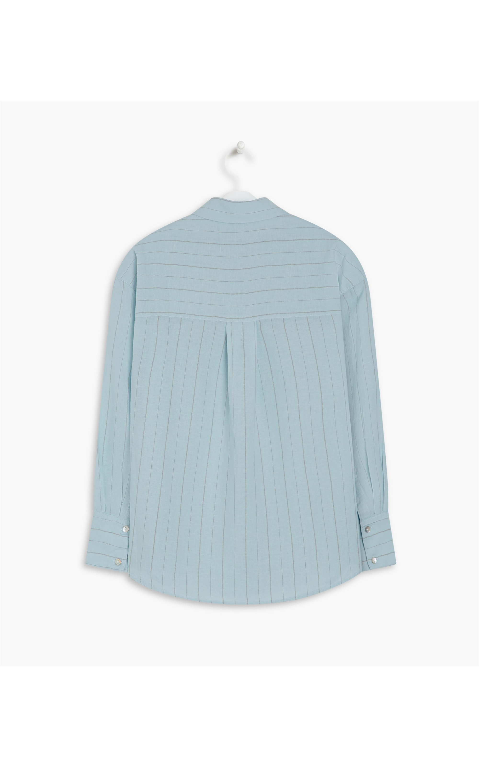Camisa Linho  Stripe Piva Cinza Claro