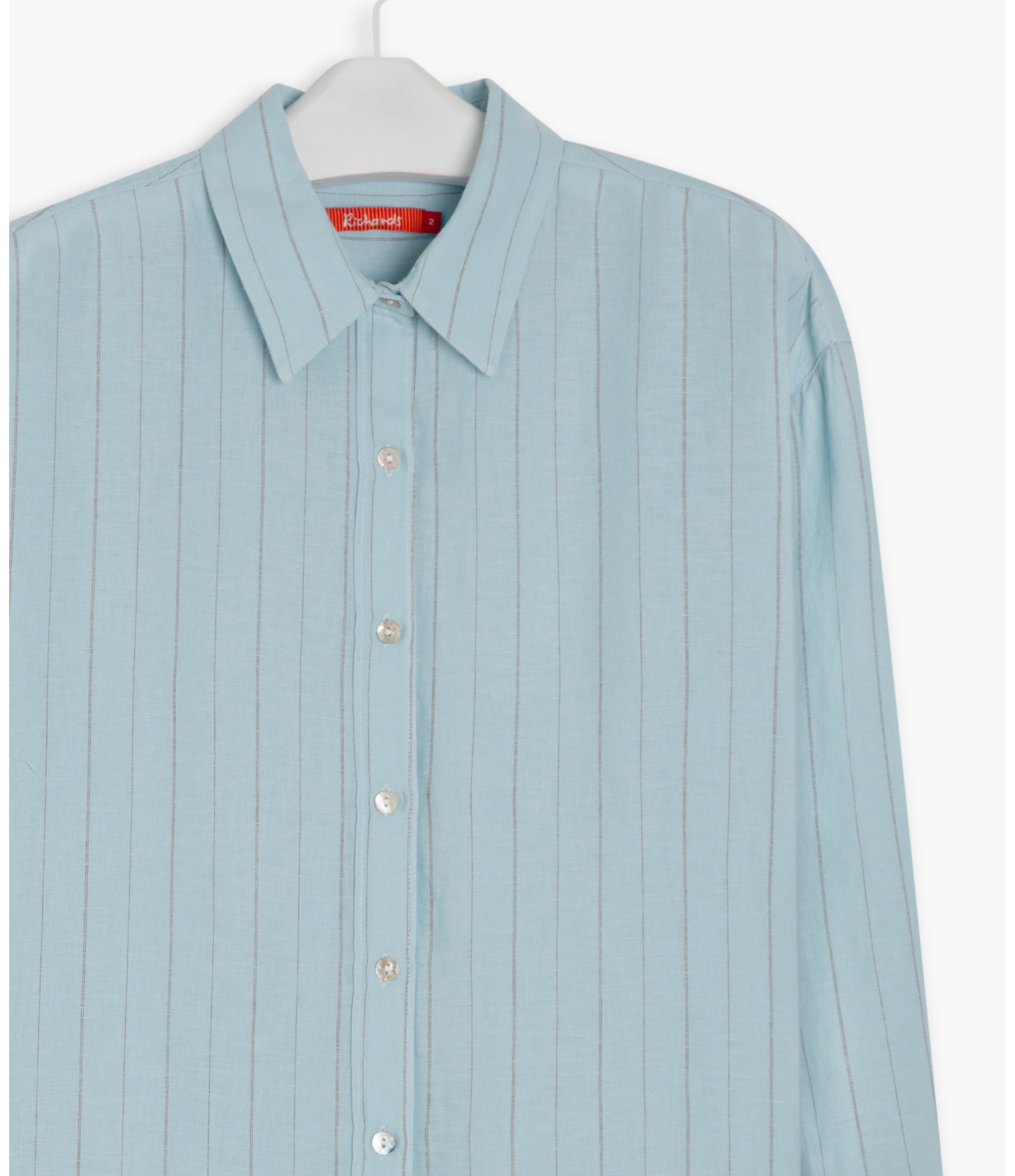 Camisa Linho  Stripe Piva Cinza Claro