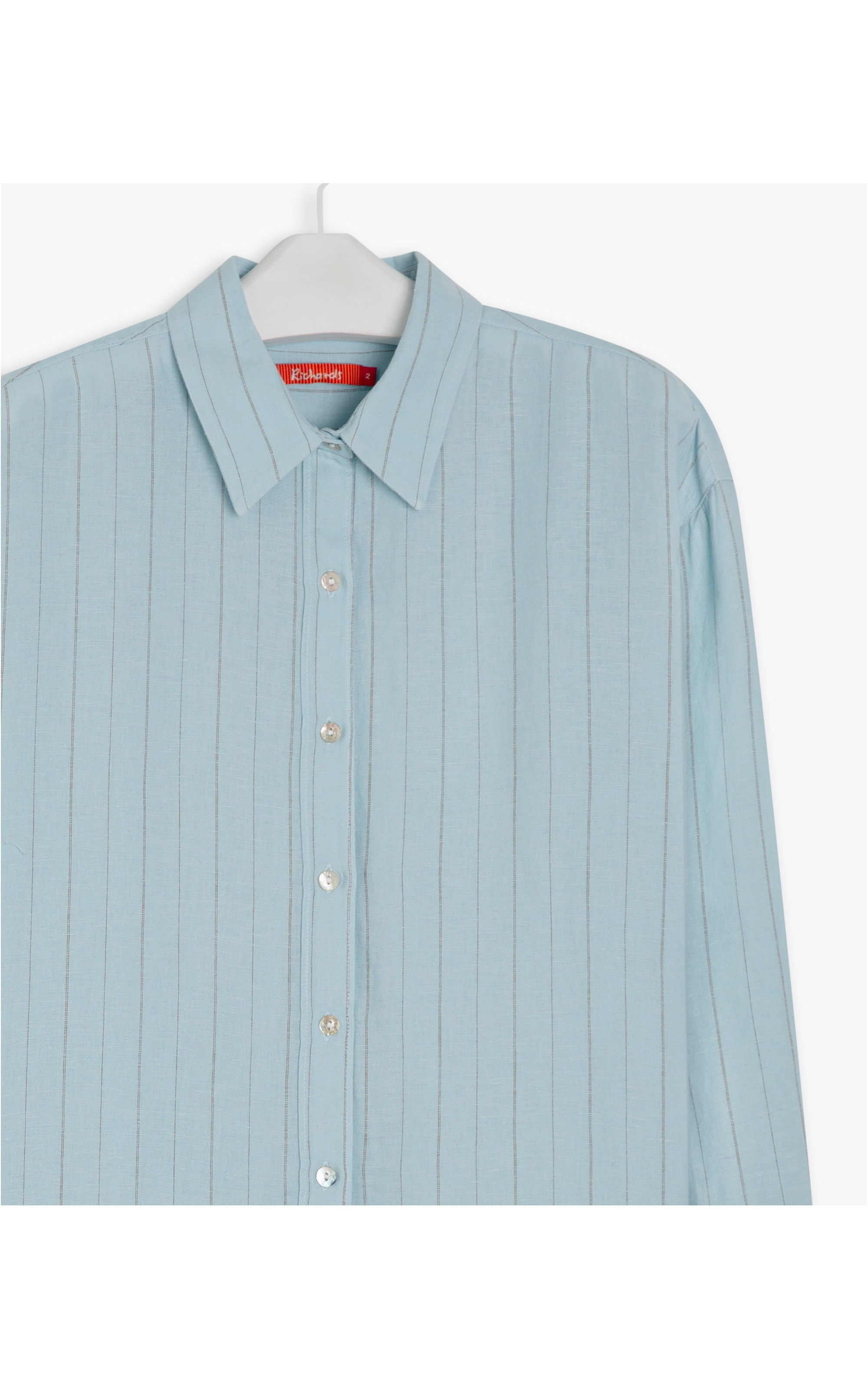 Camisa Linho  Stripe Piva Cinza Claro