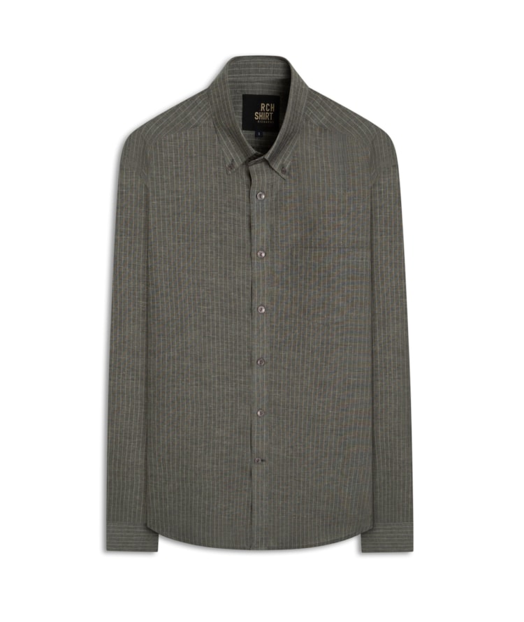 Camisa Linho  Stripes Gustavo Ml Grafite