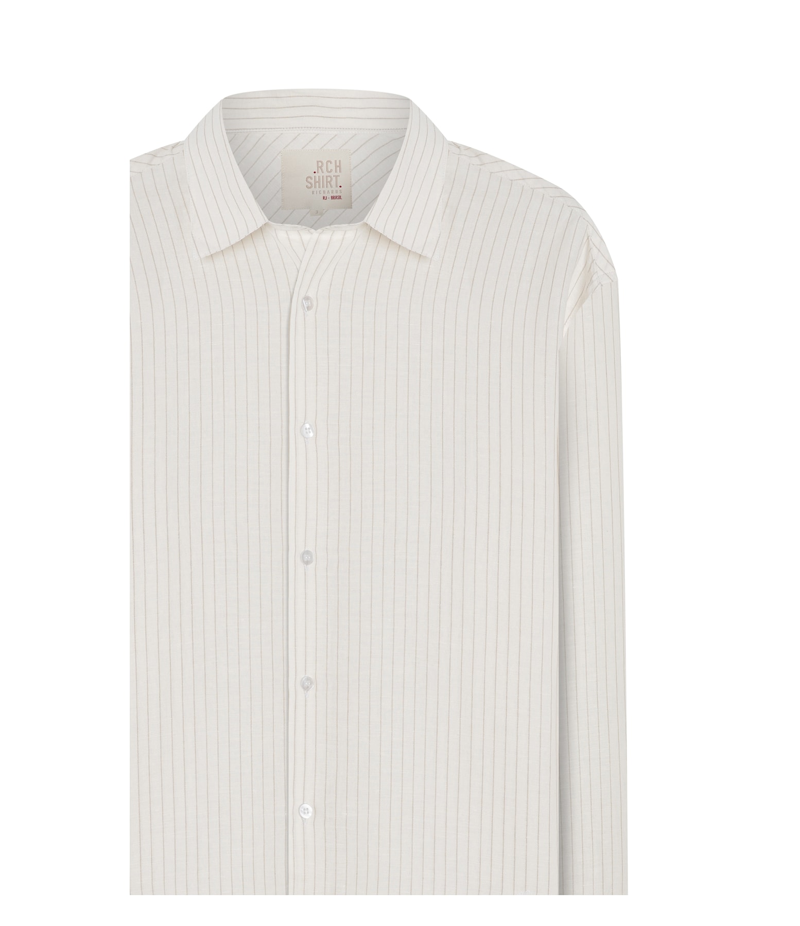 Camisa Linho  Stripes Ml Natural