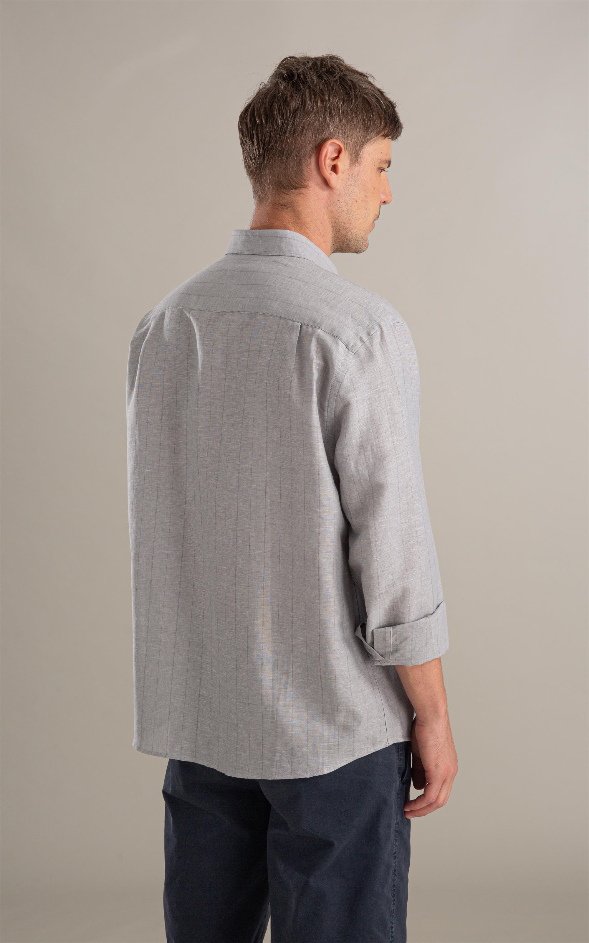 Camisa Linho  Stripes Vicente Ml Silver Gray