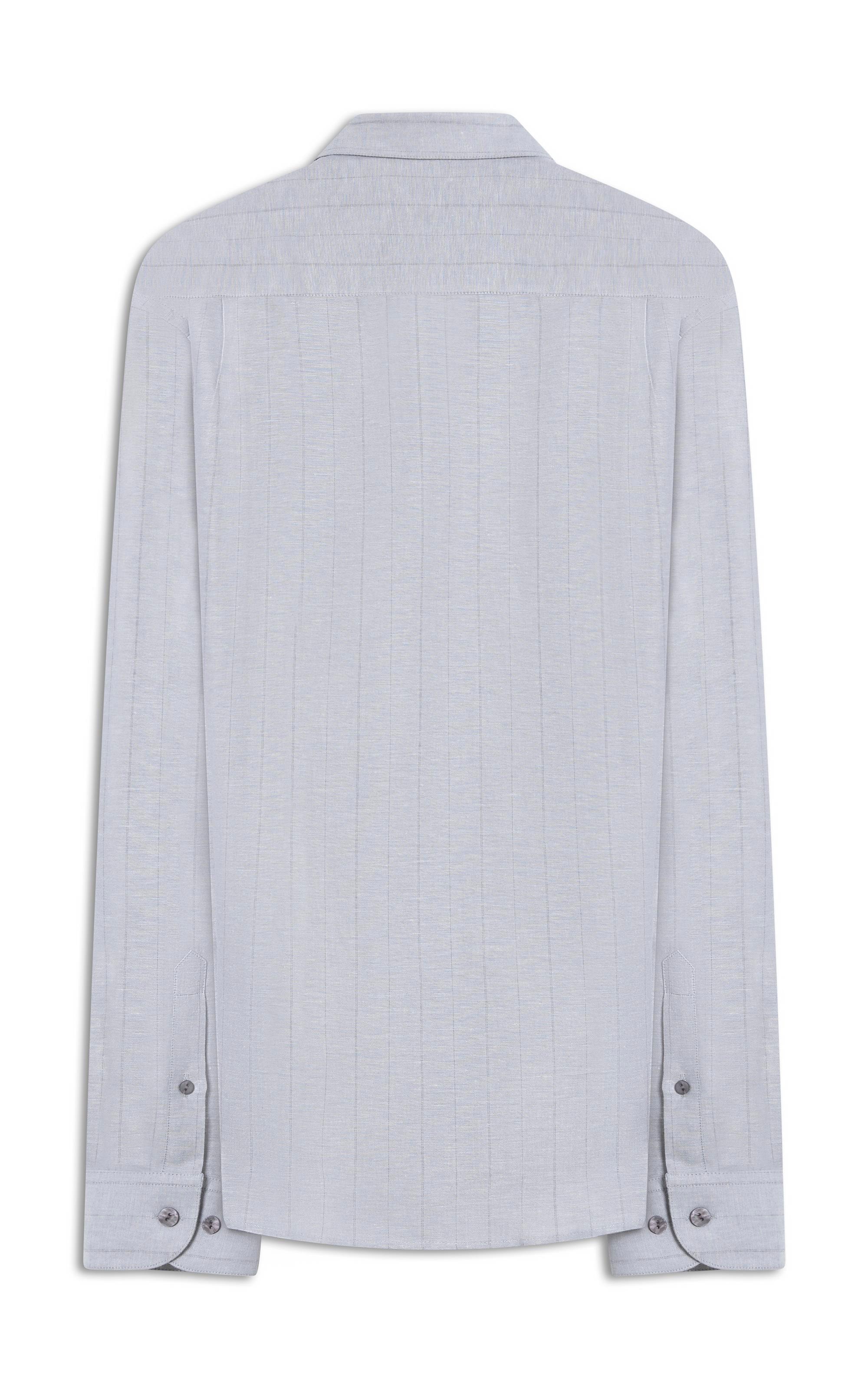 Camisa Linho  Stripes Vicente Ml Silver Gray