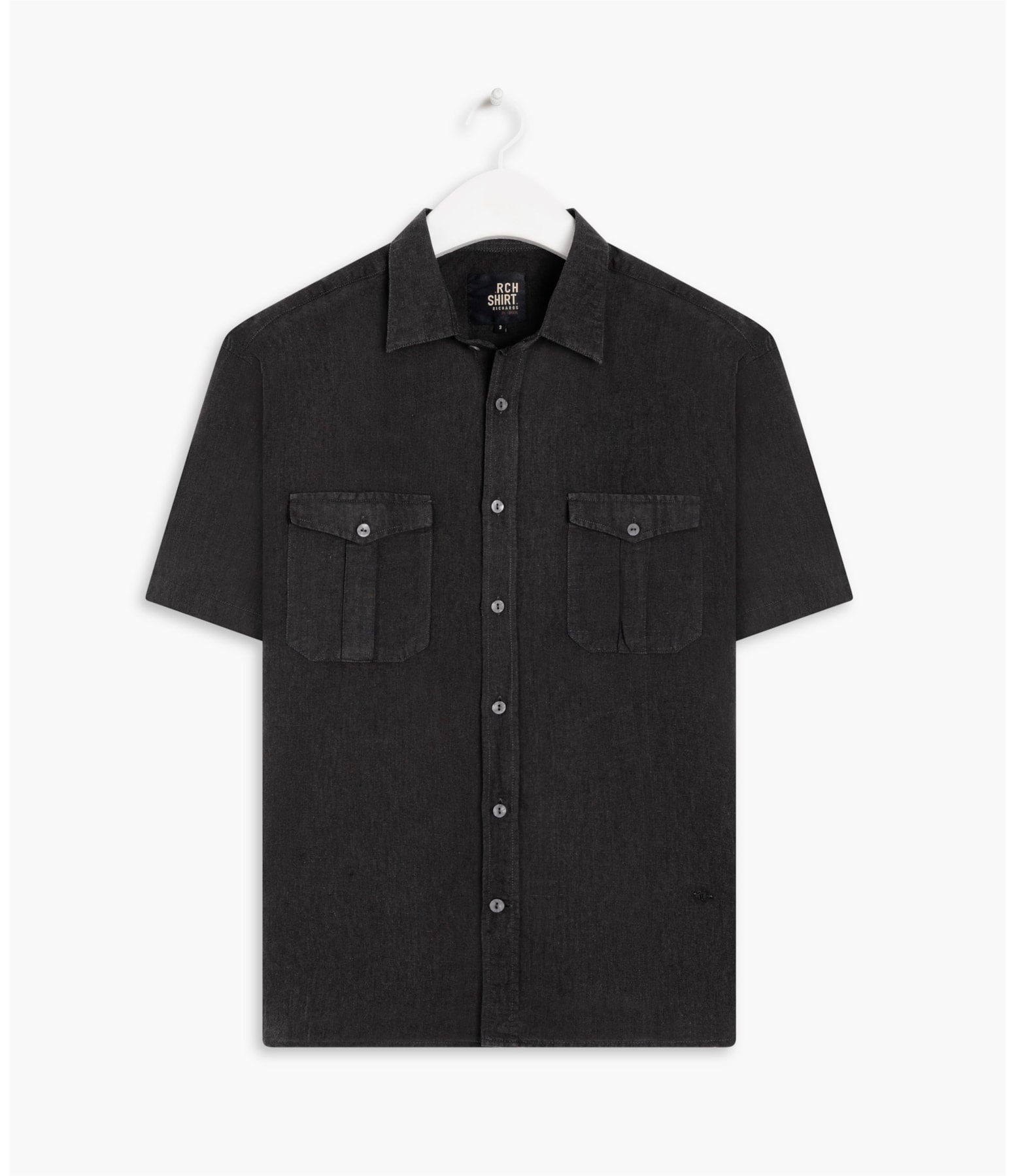 Camisa Linho  Telin Cd Pockets Mc Marrom Escuro