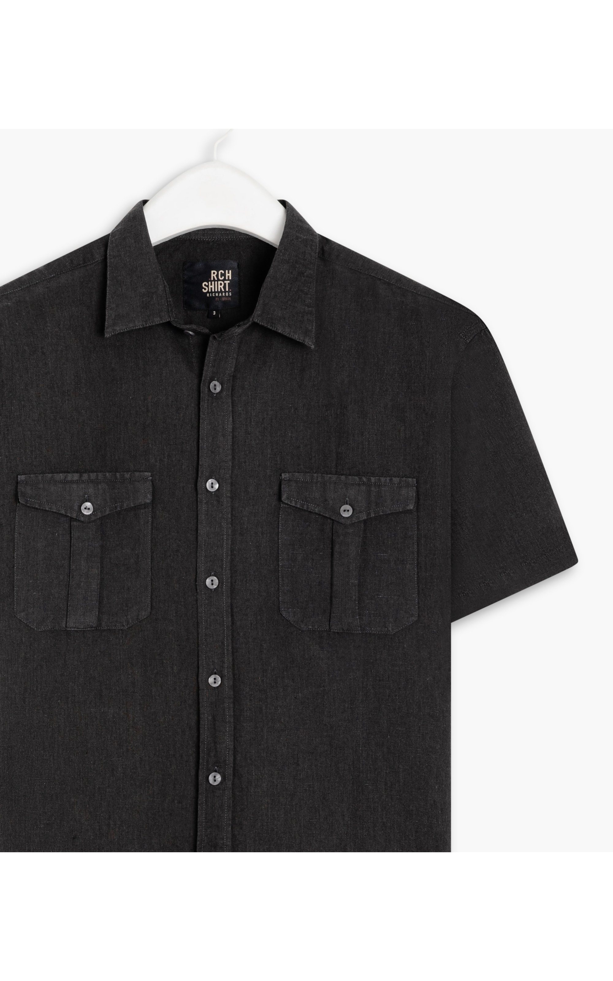 Camisa Linho  Telin Cd Pockets Mc Marrom Escuro