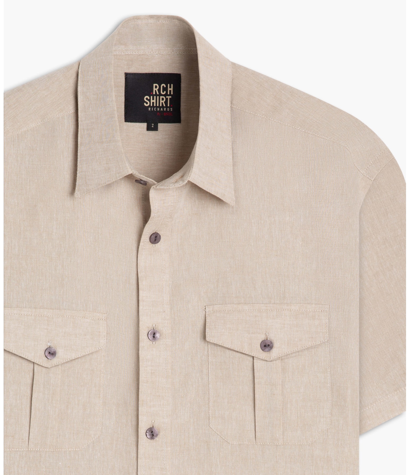 Camisa Linho  Telin Cd Pockets Mc Natural