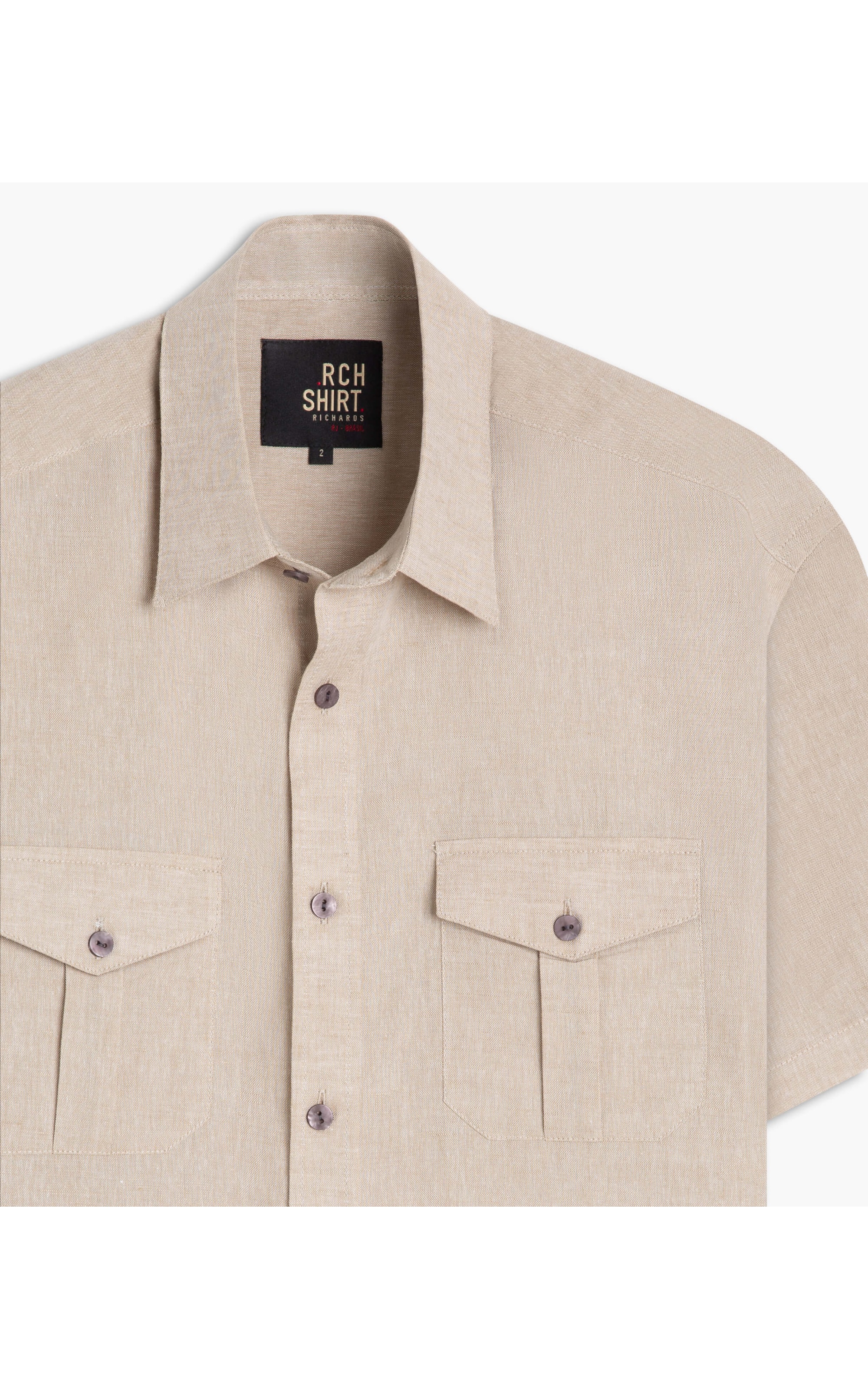 Camisa Linho  Telin Cd Pockets Mc Natural