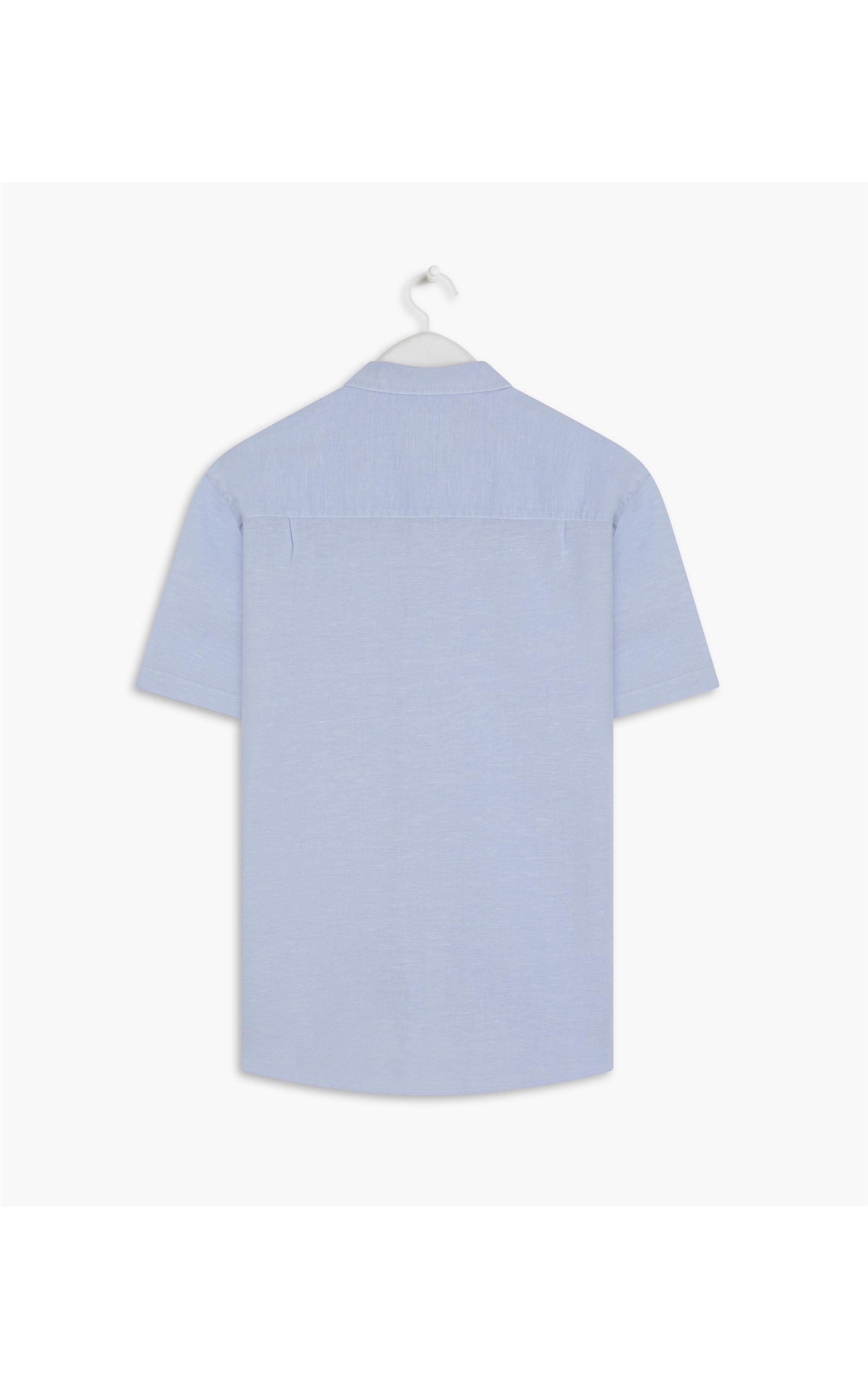 Camisa Linho  Telin Uni Mc Azul Bic