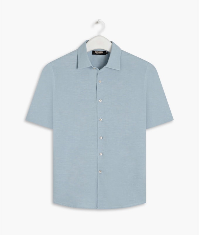 Camisa Linho  Telin Uni Mc Azul Claro