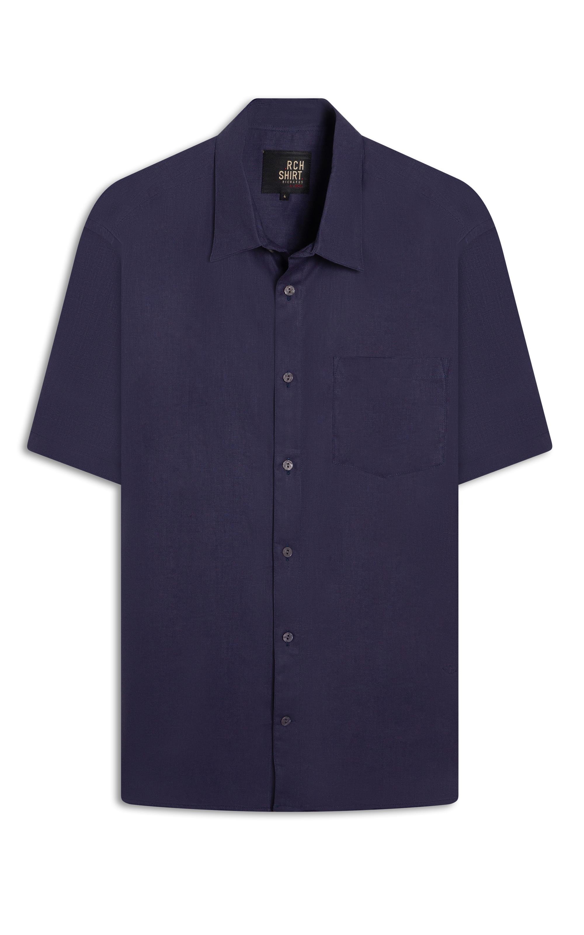 Camisa Linho  Telin Uni Mc Dark Navy