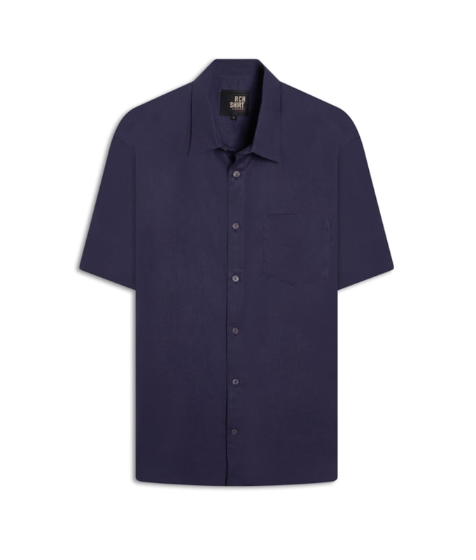Camisa Linho  Telin Uni Mc Dark Navy