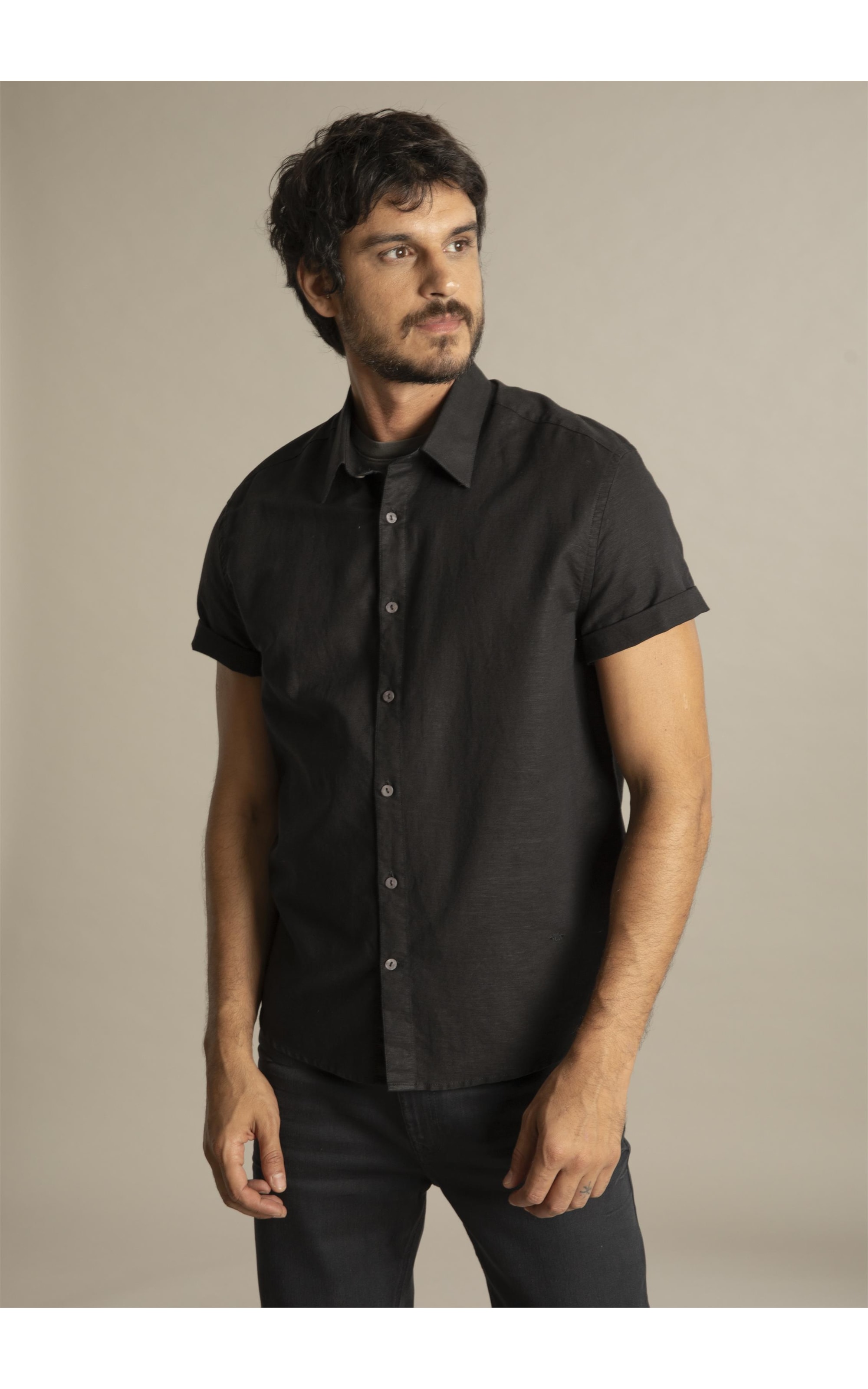 Camisa Linho  Telin Uni Mc Preto