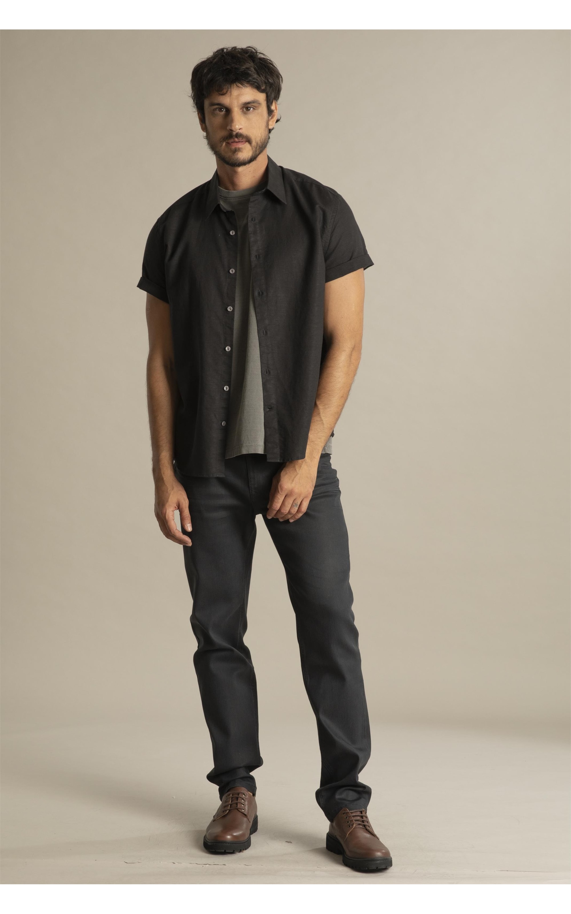 Camisa Linho  Telin Uni Mc Preto