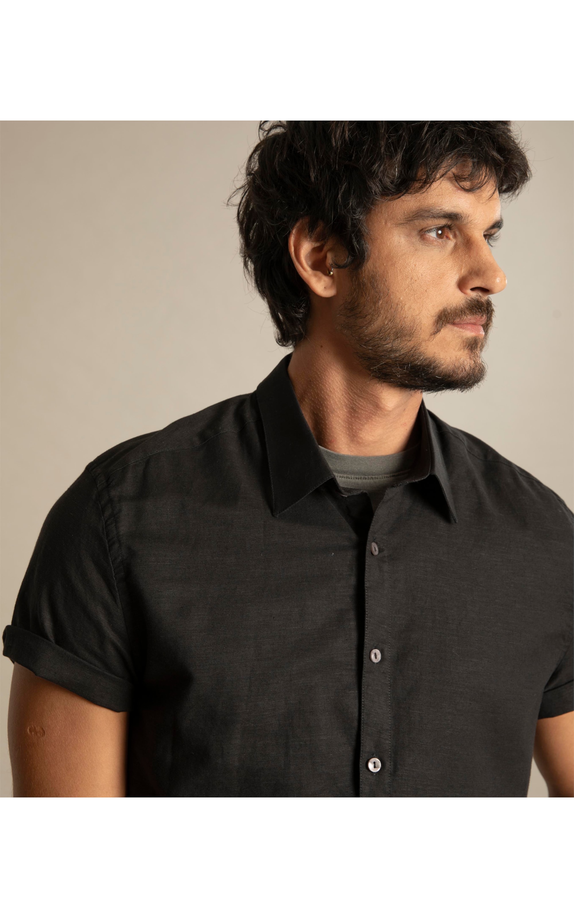 Camisa Linho  Telin Uni Mc Preto