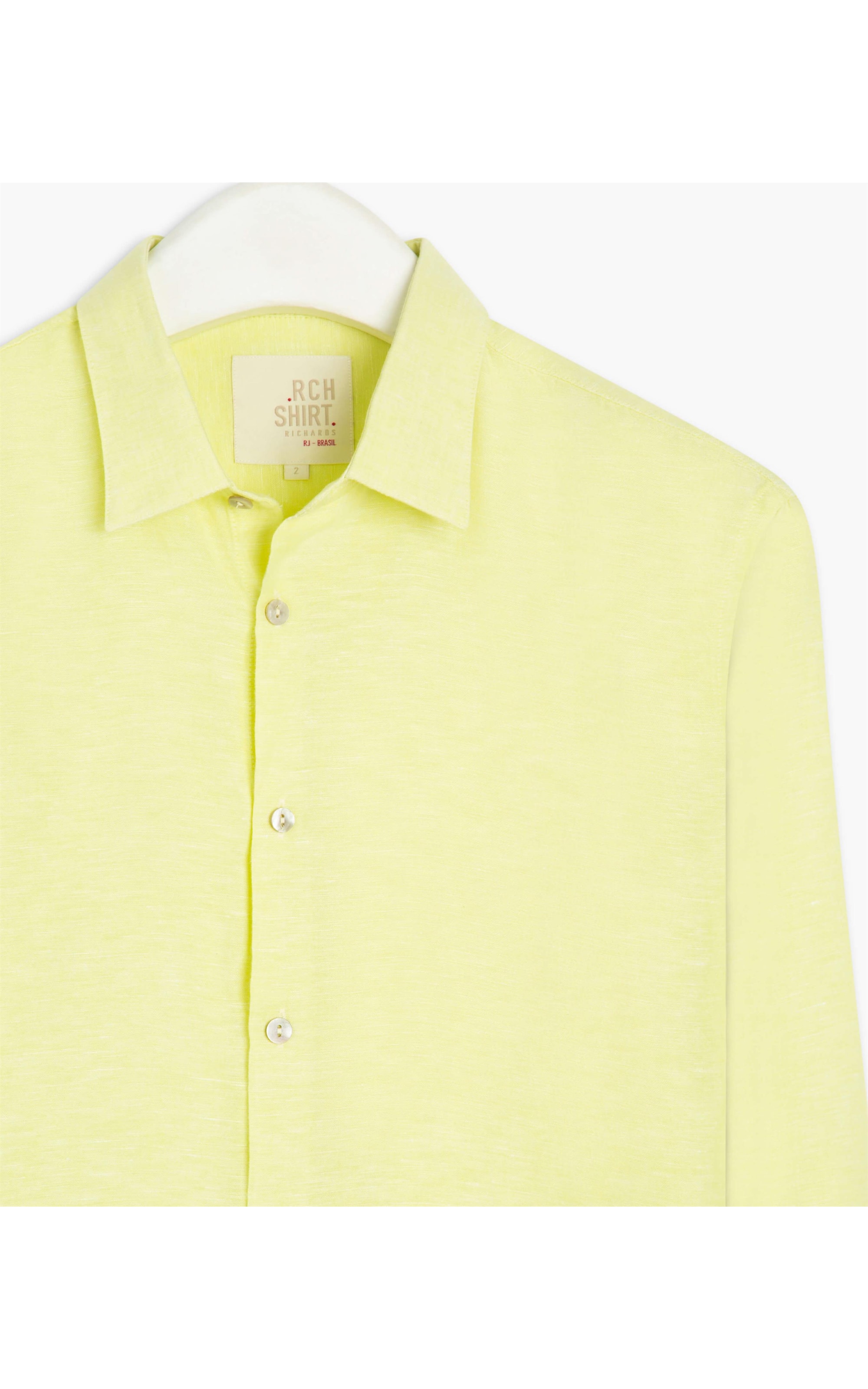 Camisa Linho  Telin Uni Ml Amarelo Limao