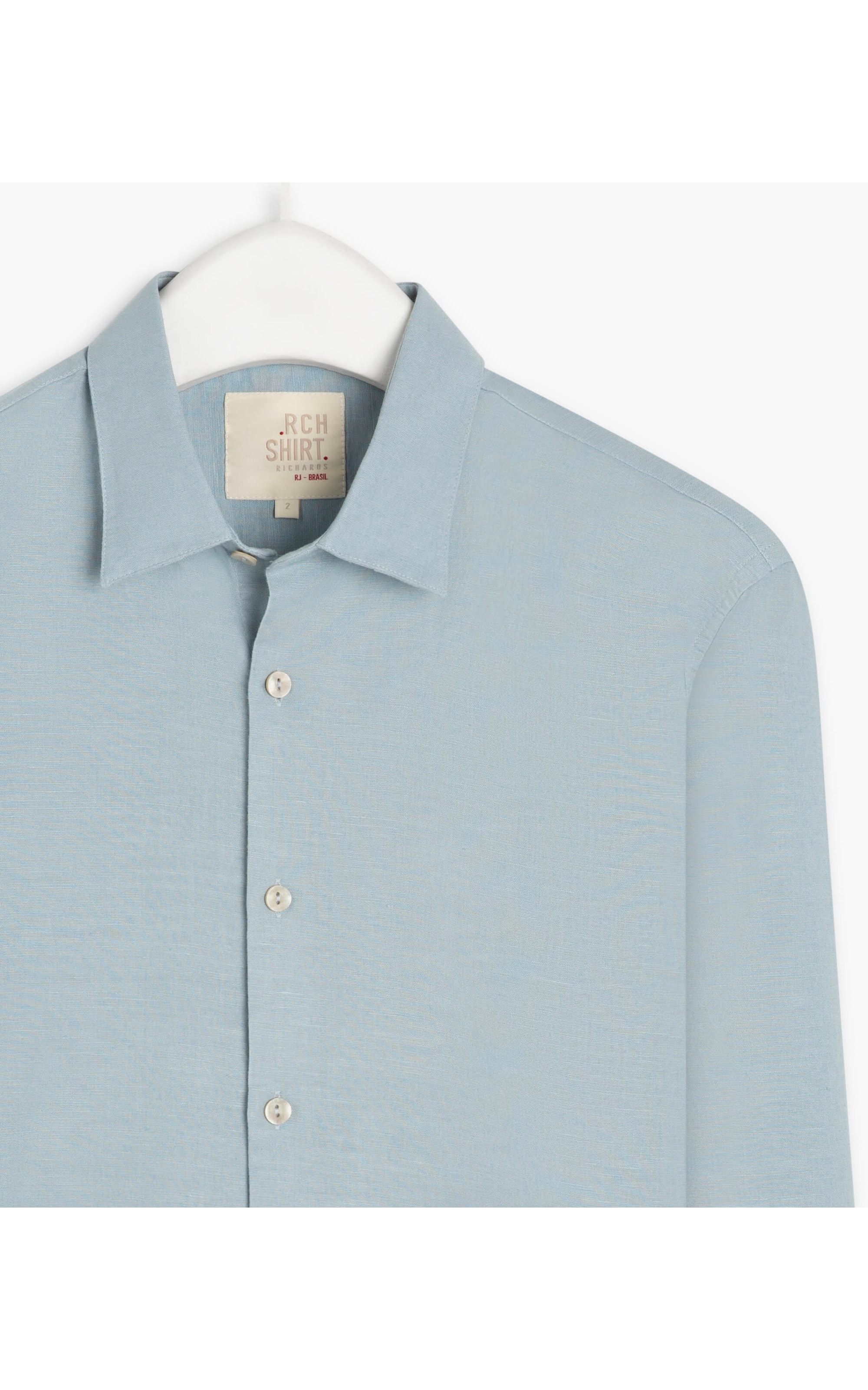 Camisa Linho  Telin Uni Ml Azul Claro