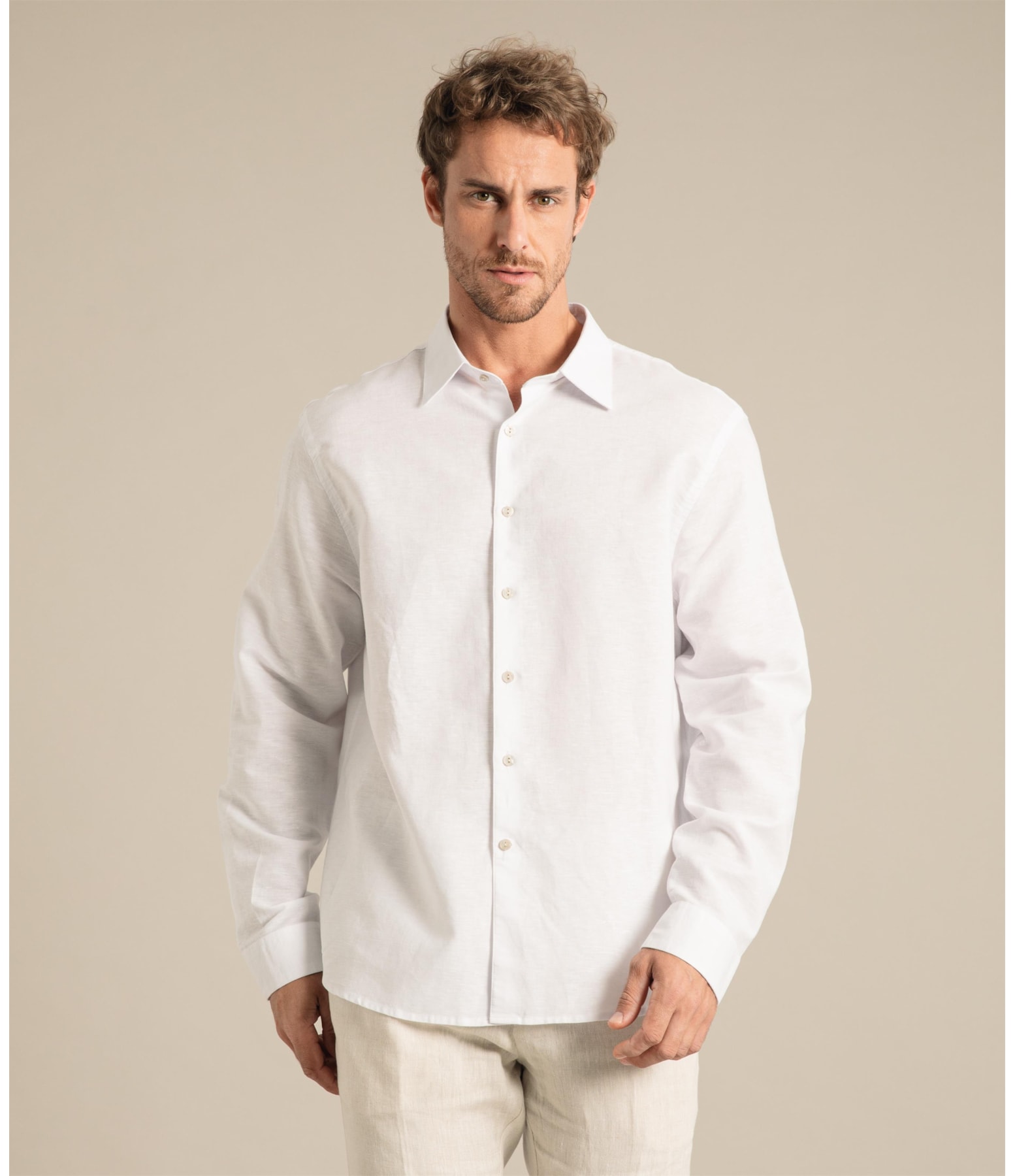 Camisa Linho  Telin Uni Ml Branco