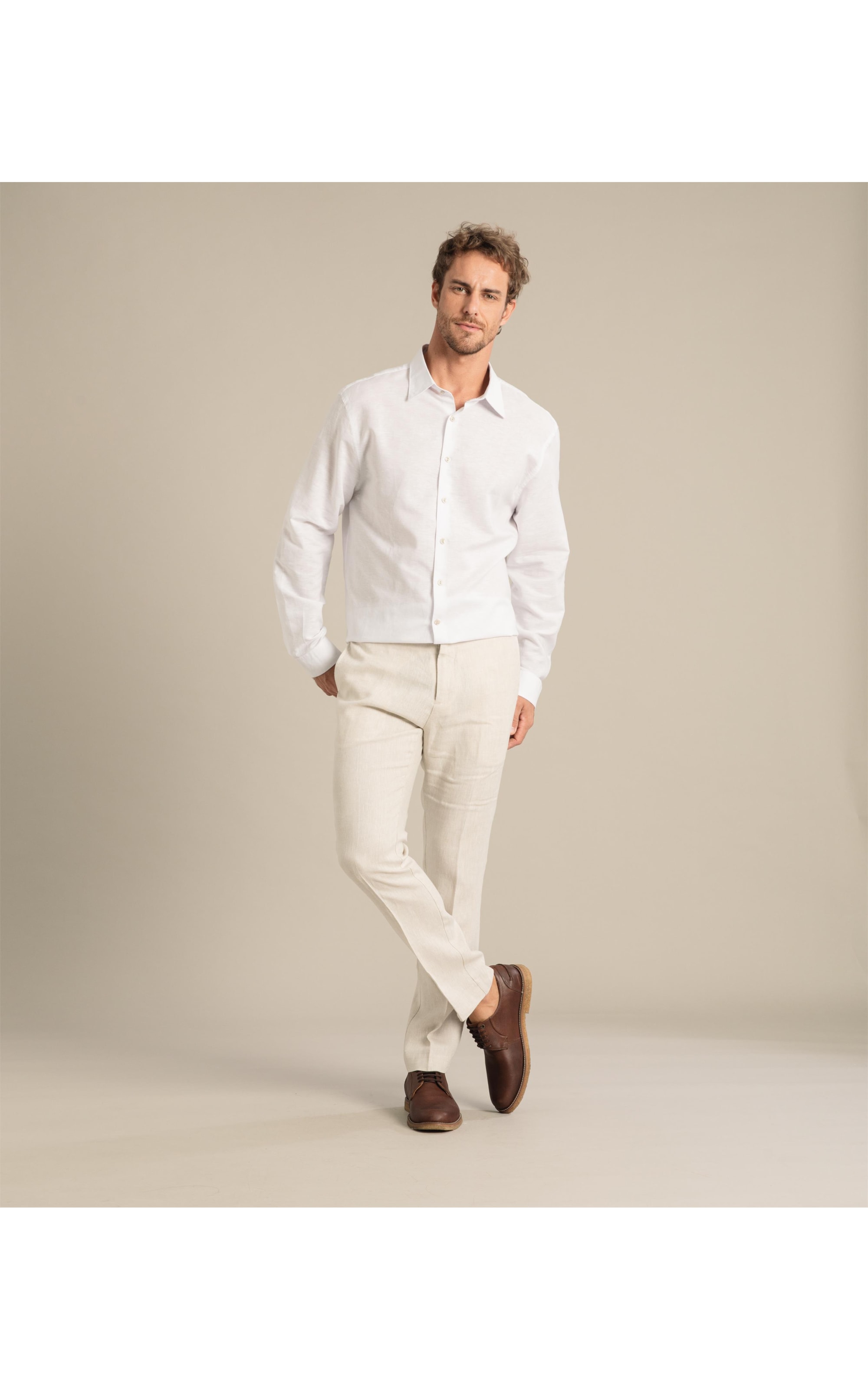 Camisa Linho  Telin Uni Ml Branco