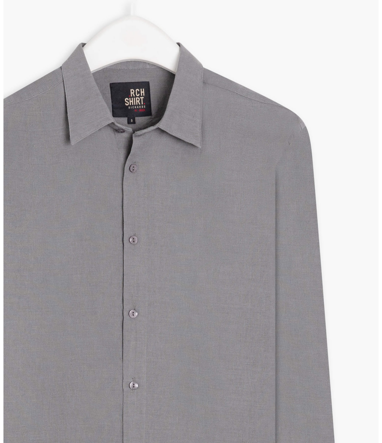 Camisa Linho  Telin Uni Ml Cinza Medio