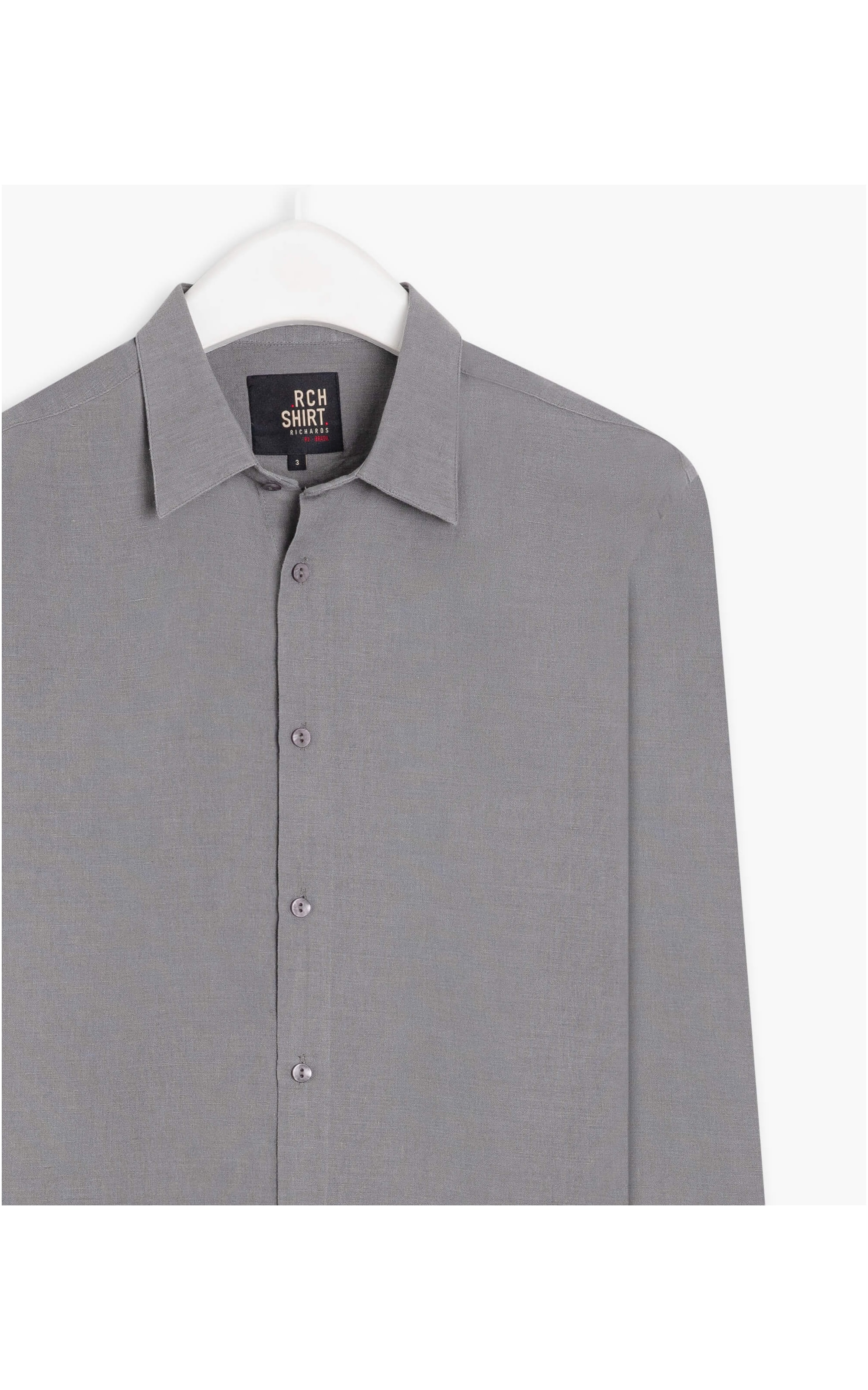 Camisa Linho  Telin Uni Ml Cinza Medio