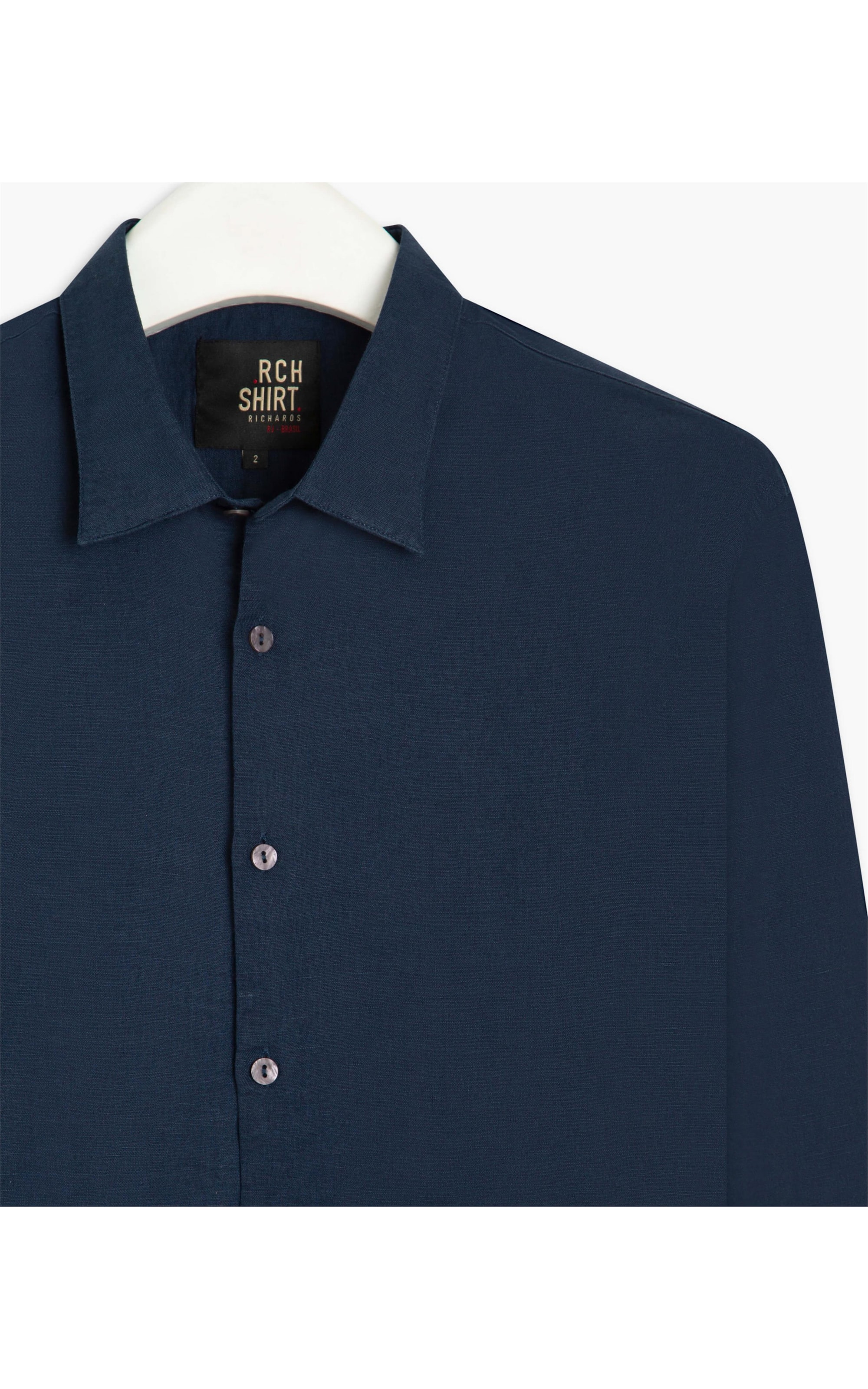 Camisa Linho  Telin Uni Ml Marinho