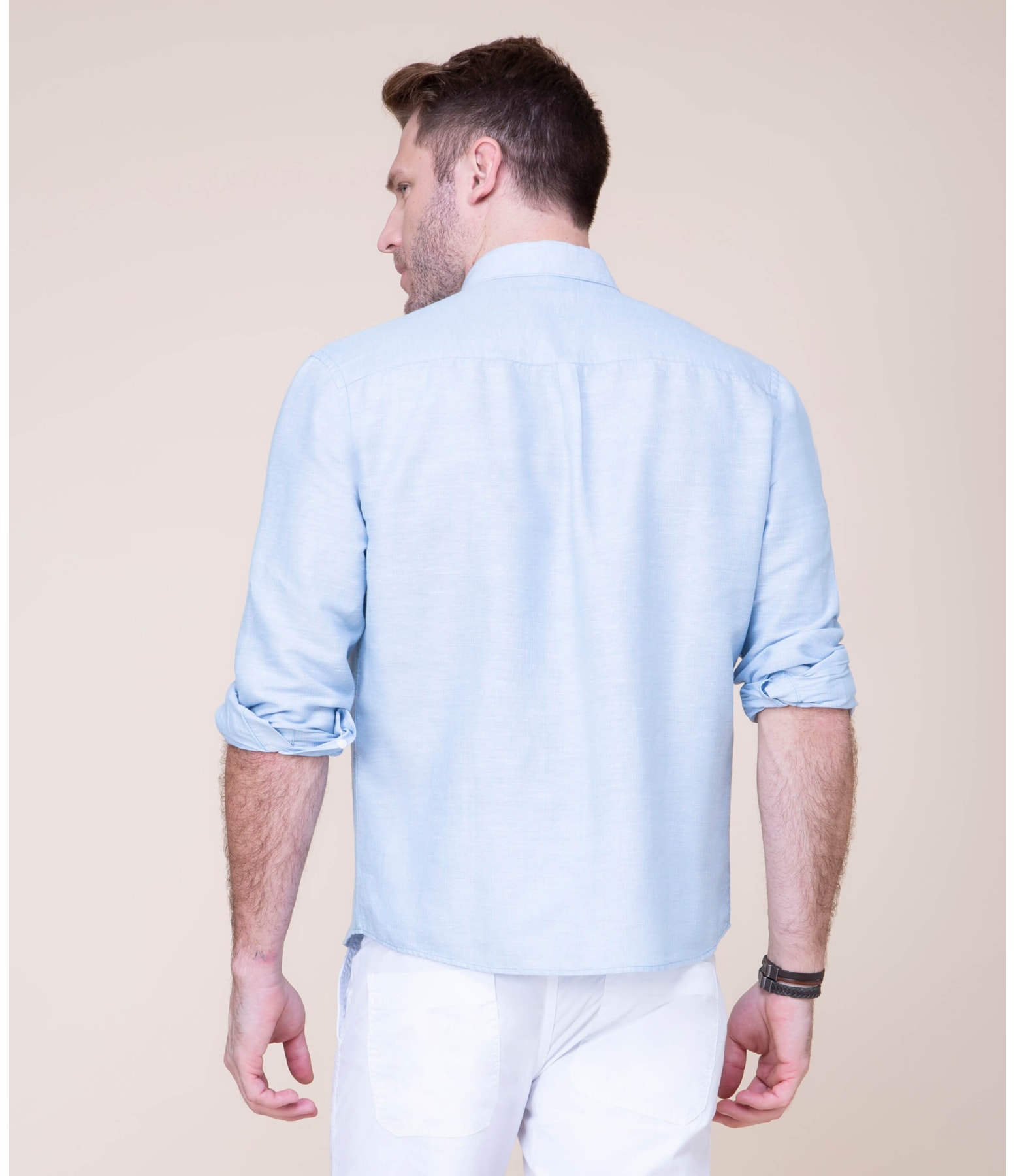 Camisa Linho  Theo Listrada Ml Oceano