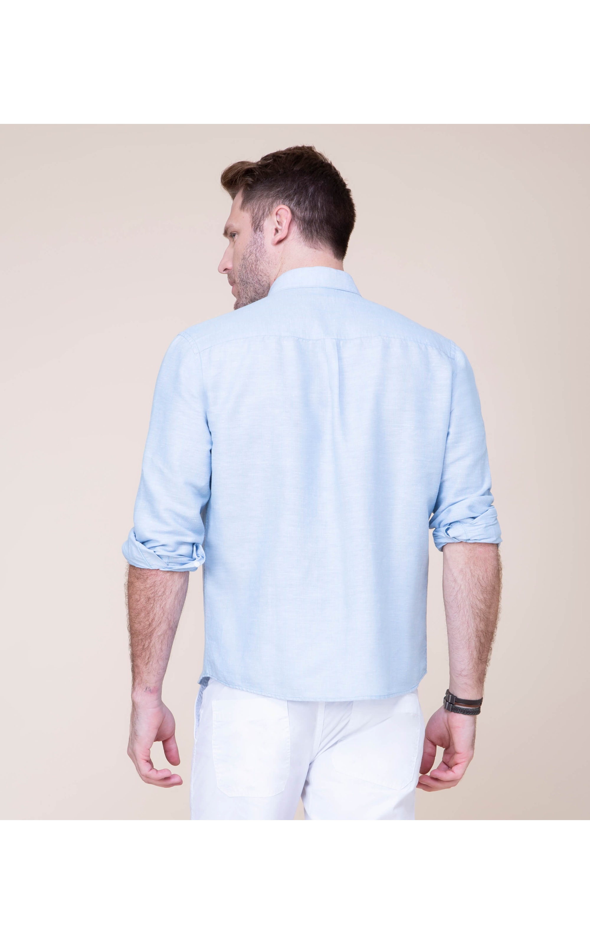 Camisa Linho  Theo Listrada Ml Oceano