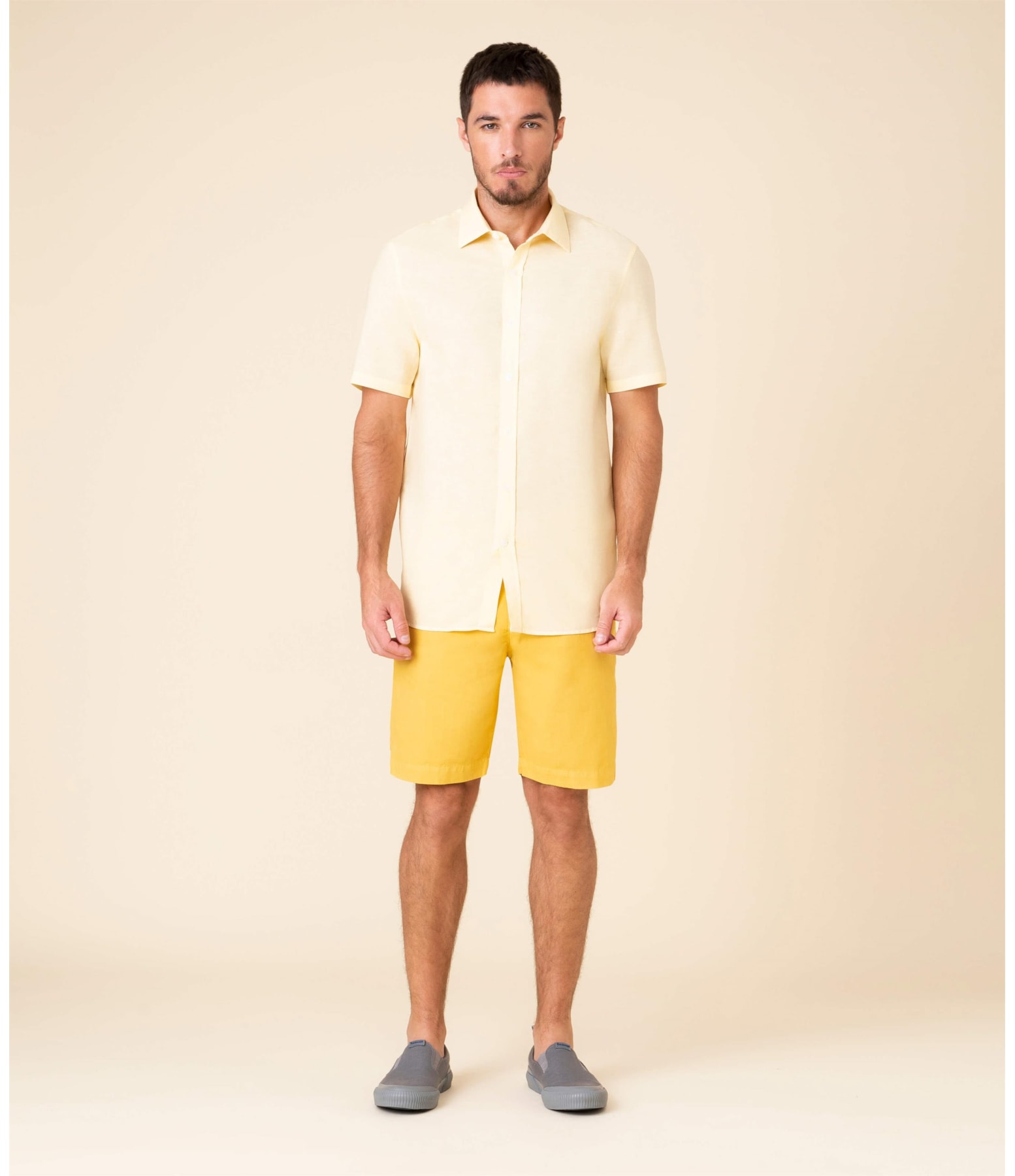 Camisa Linho  Tinturada Amarelo Claro
