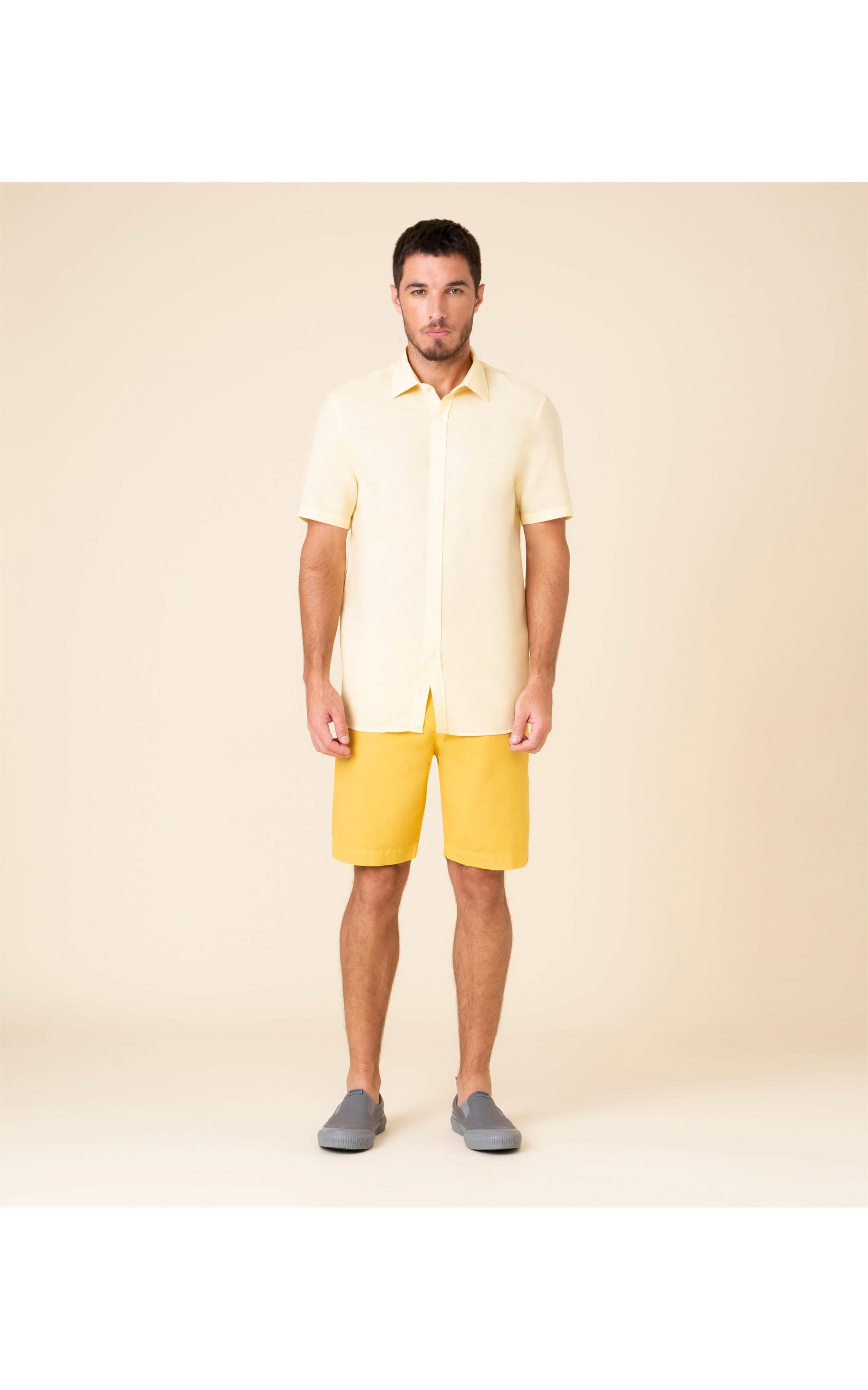 Camisa Linho  Tinturada Amarelo Claro