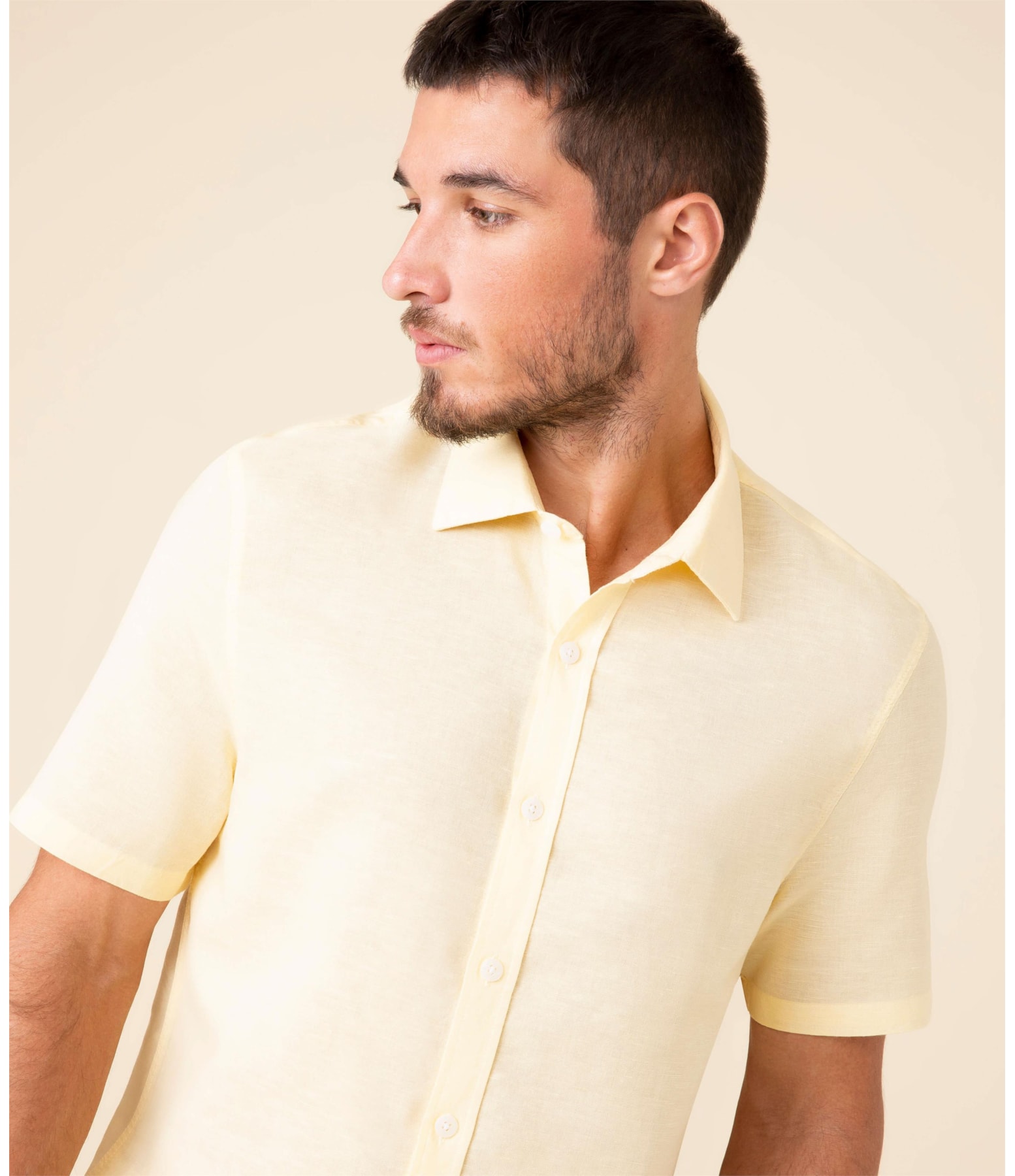 Camisa Linho  Tinturada Amarelo Claro