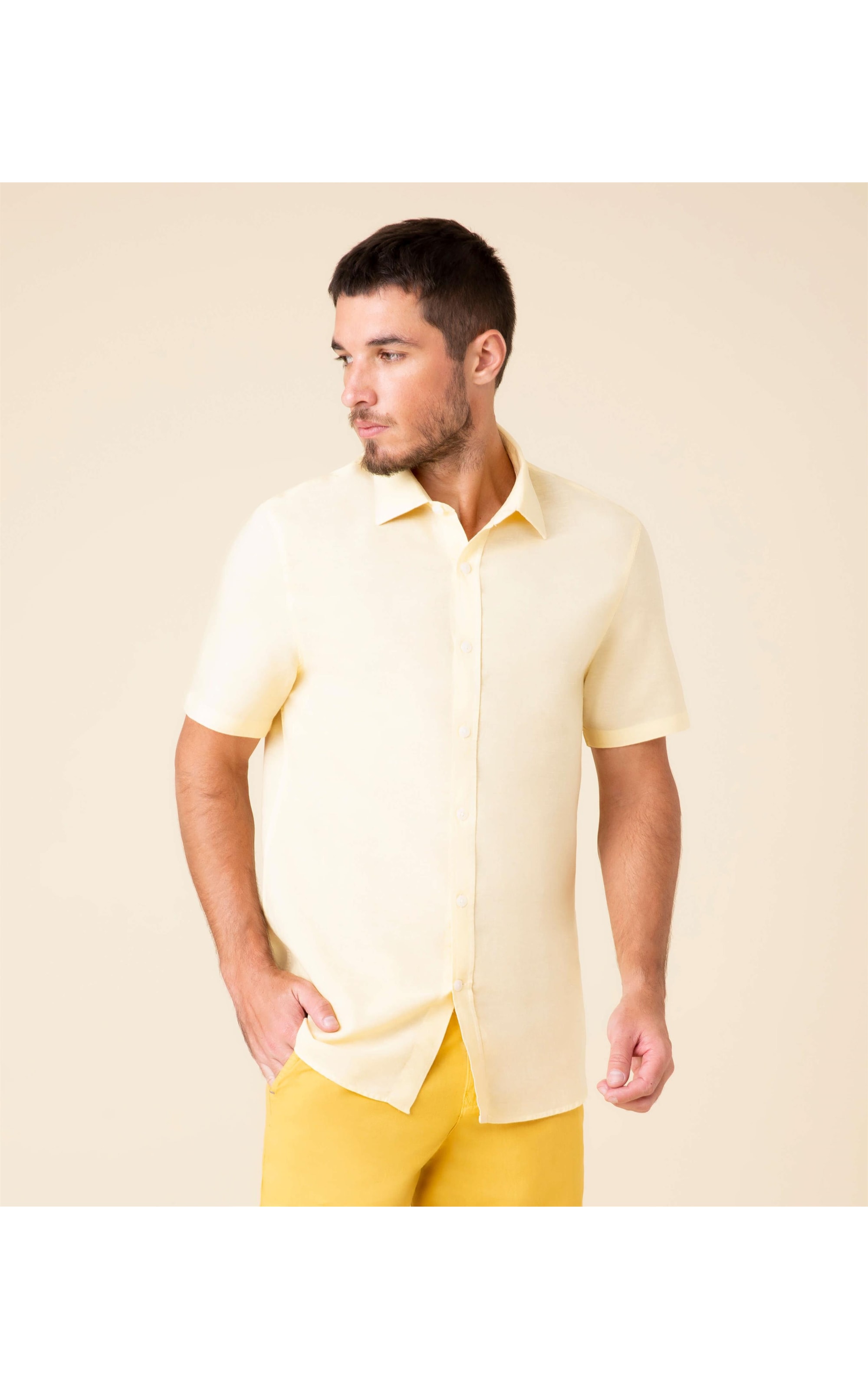 Camisa Linho  Tinturada Amarelo Claro