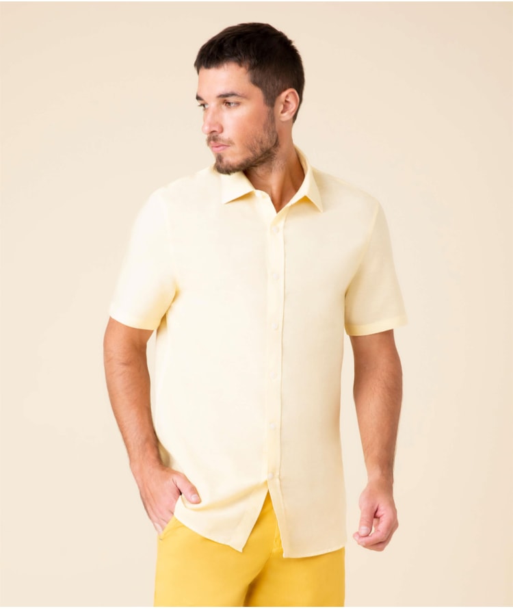 Camisa Linho  Tinturada Amarelo Claro