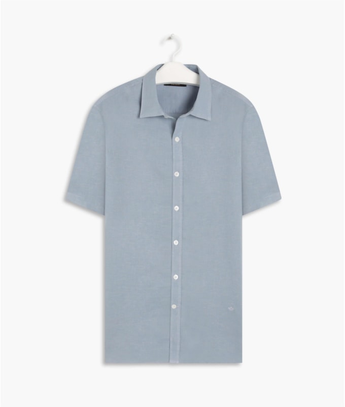 Camisa Linho  Tinturada Azul Chofer
