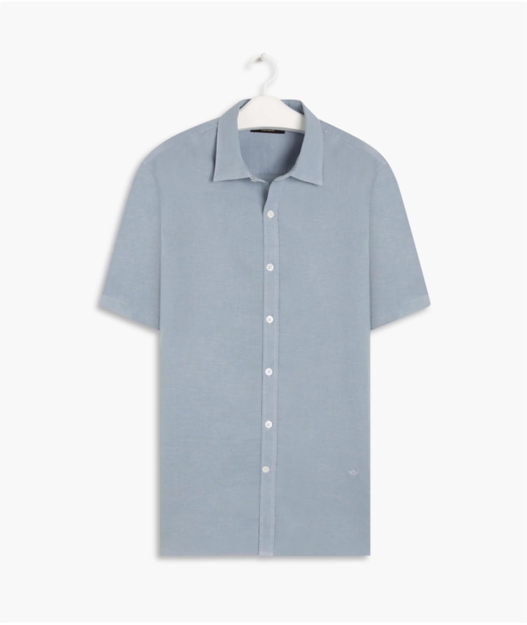 Camisa Linho  Tinturada Azul Chofer