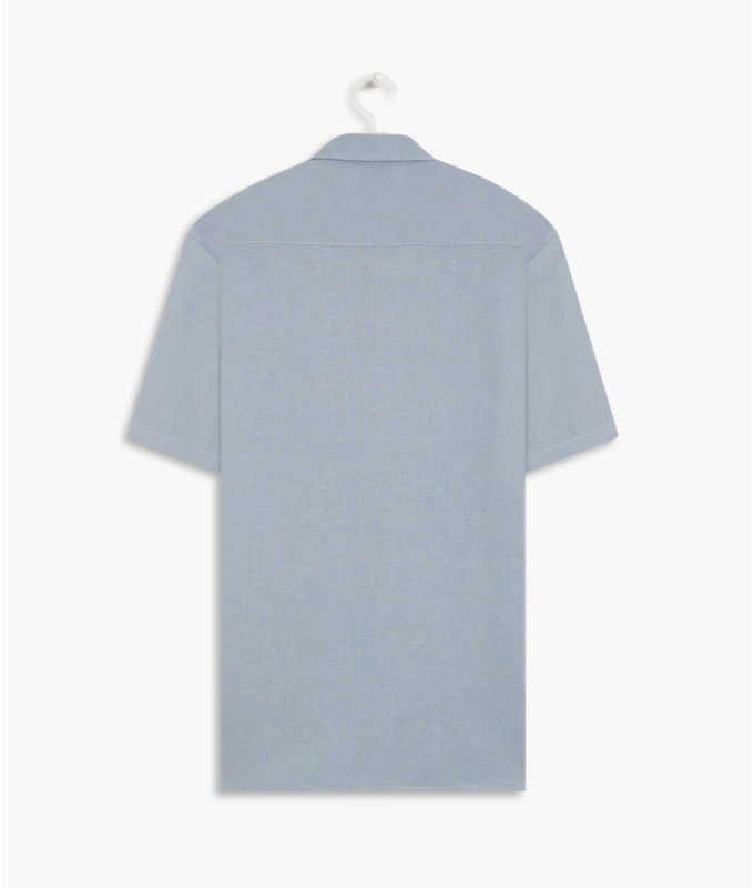 Camisa Linho  Tinturada Azul Chofer