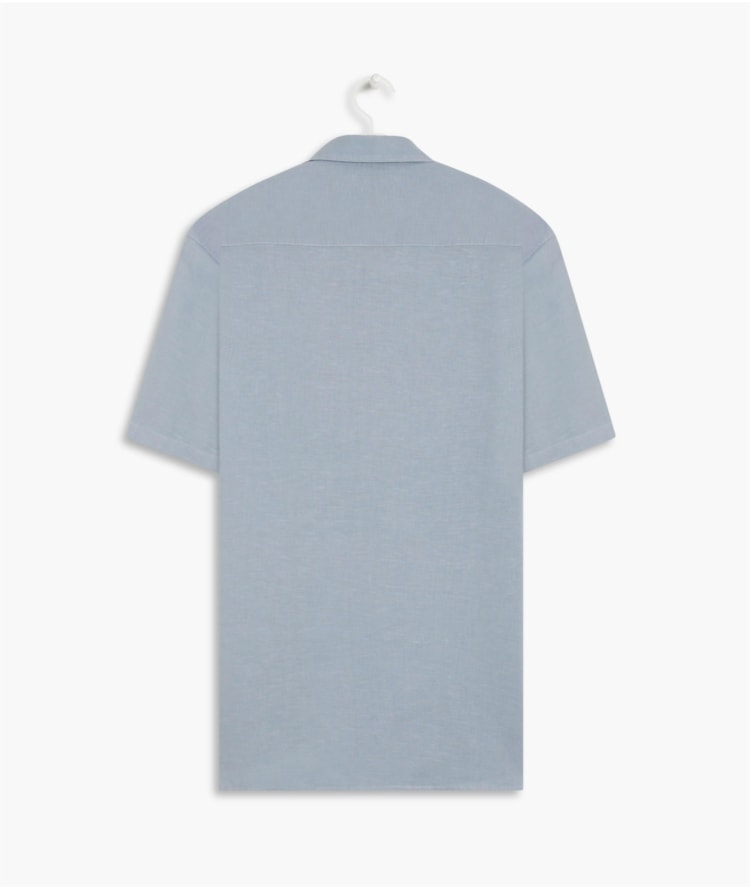 Camisa Linho  Tinturada Azul Chofer