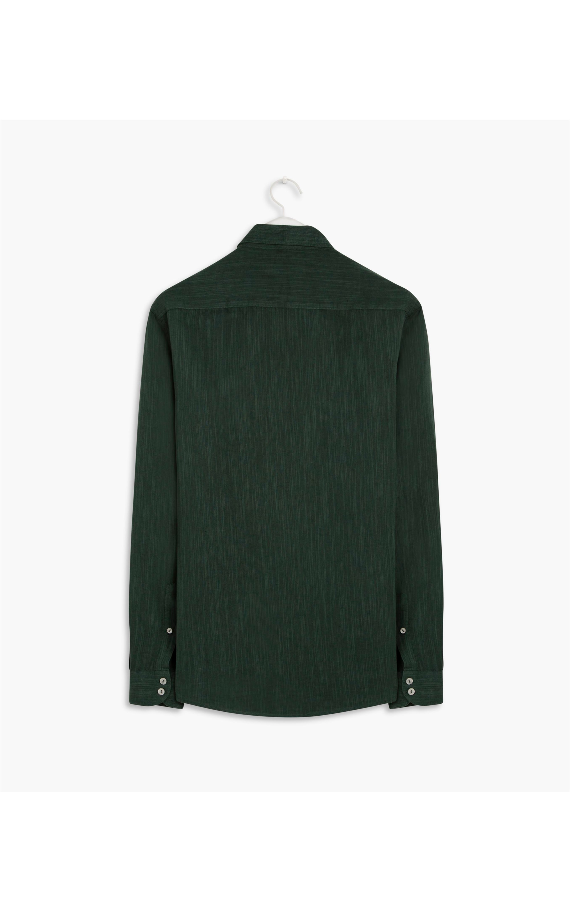 Camisa Linho  Tinturada  Diferen Ml Verde Escuro
