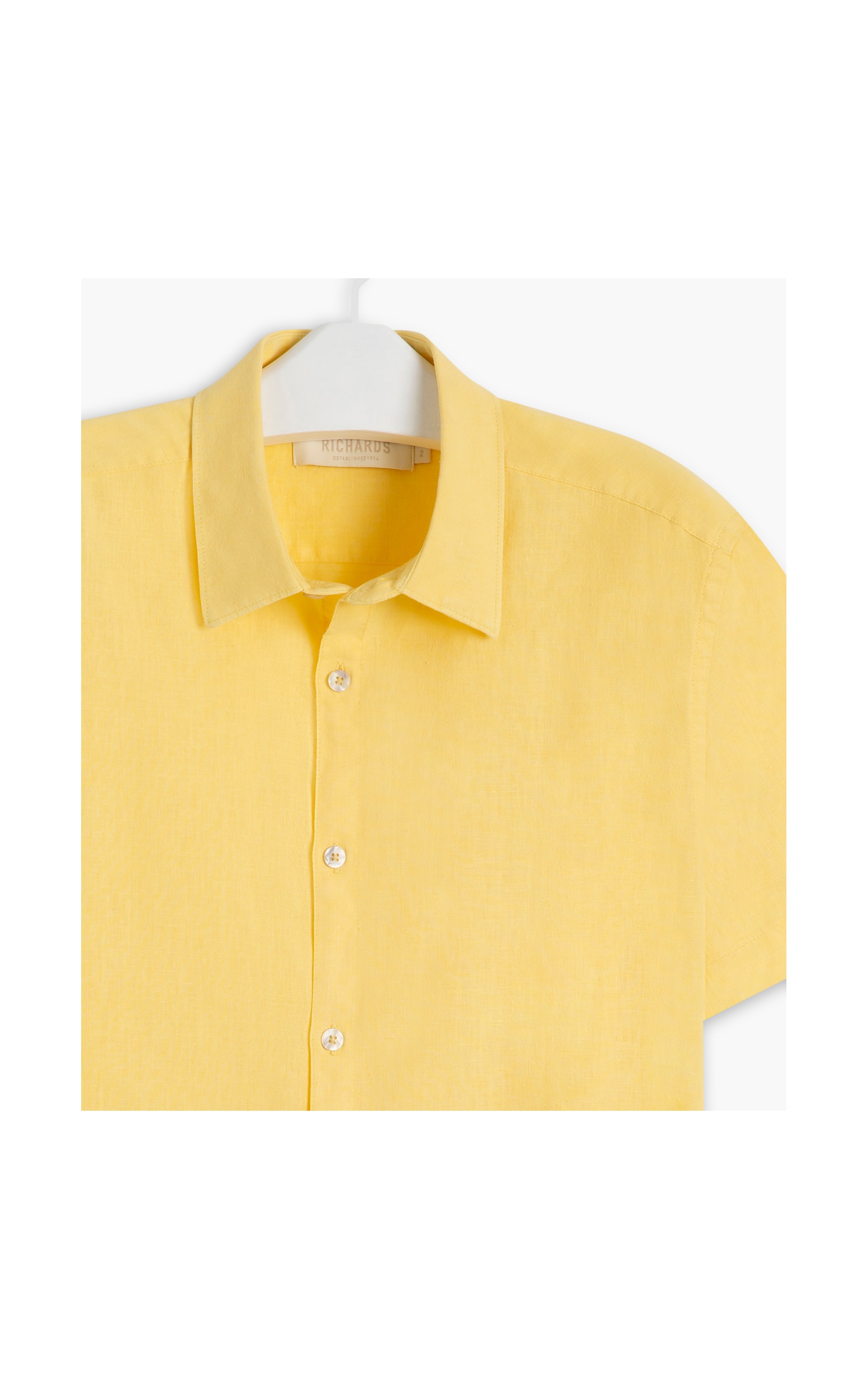 Camisa Linho  Tinturada Lisa M/c Amarelo