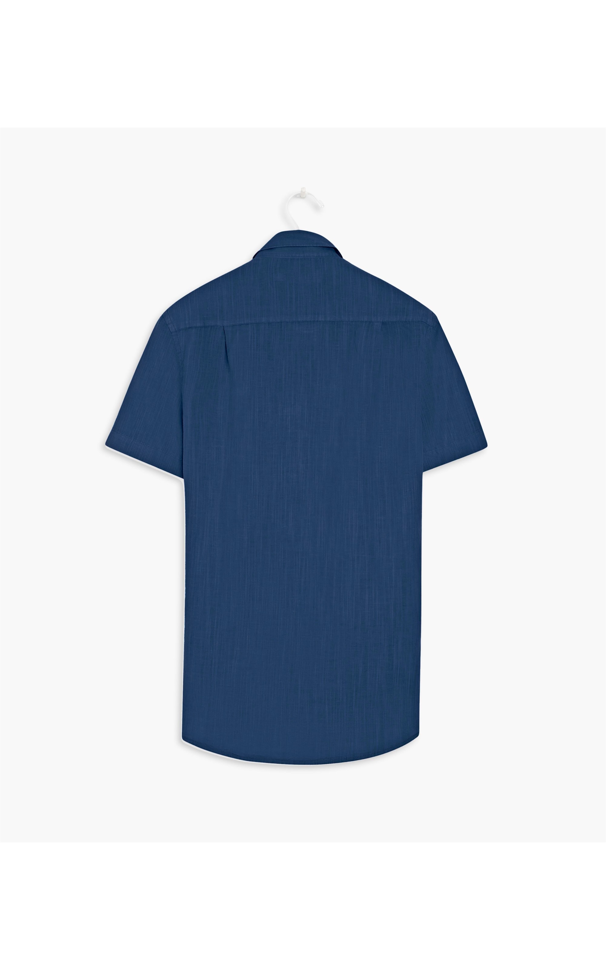 Camisa Linho  Tinturada Lisa M/c Azul Marinho