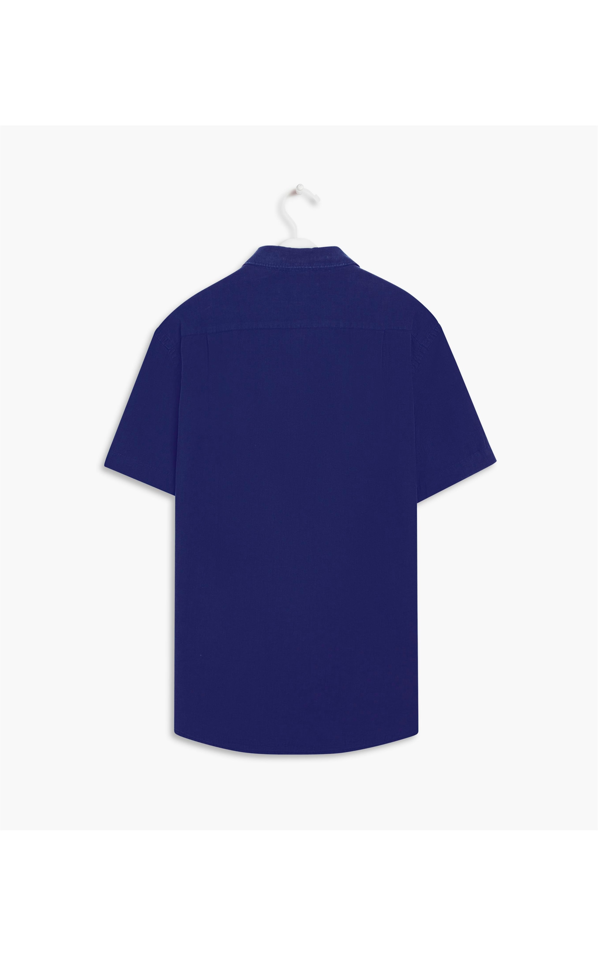 Camisa Linho  Tinturada Lisa M/c Azulão