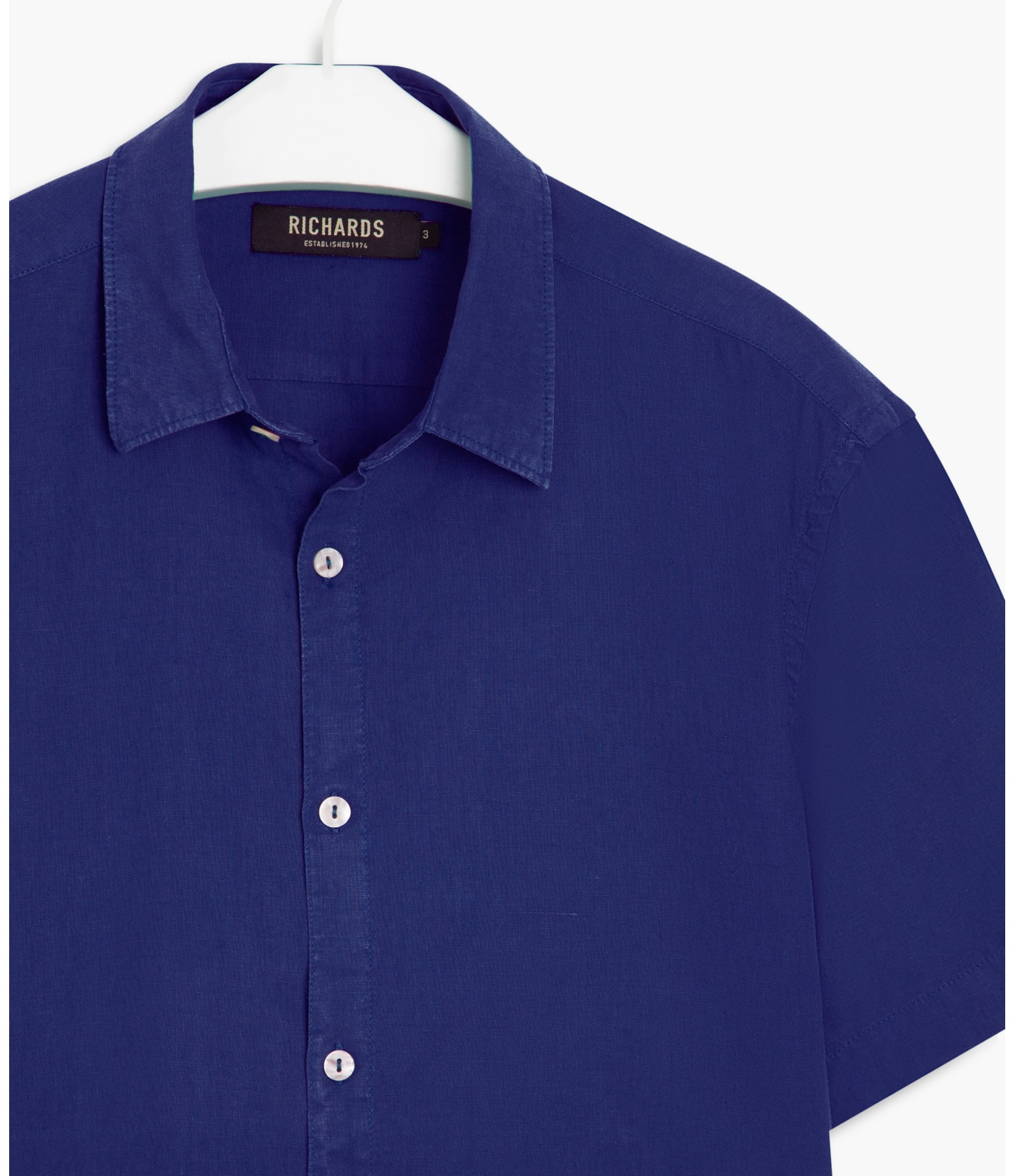 Camisa Linho  Tinturada Lisa M/c Azulão