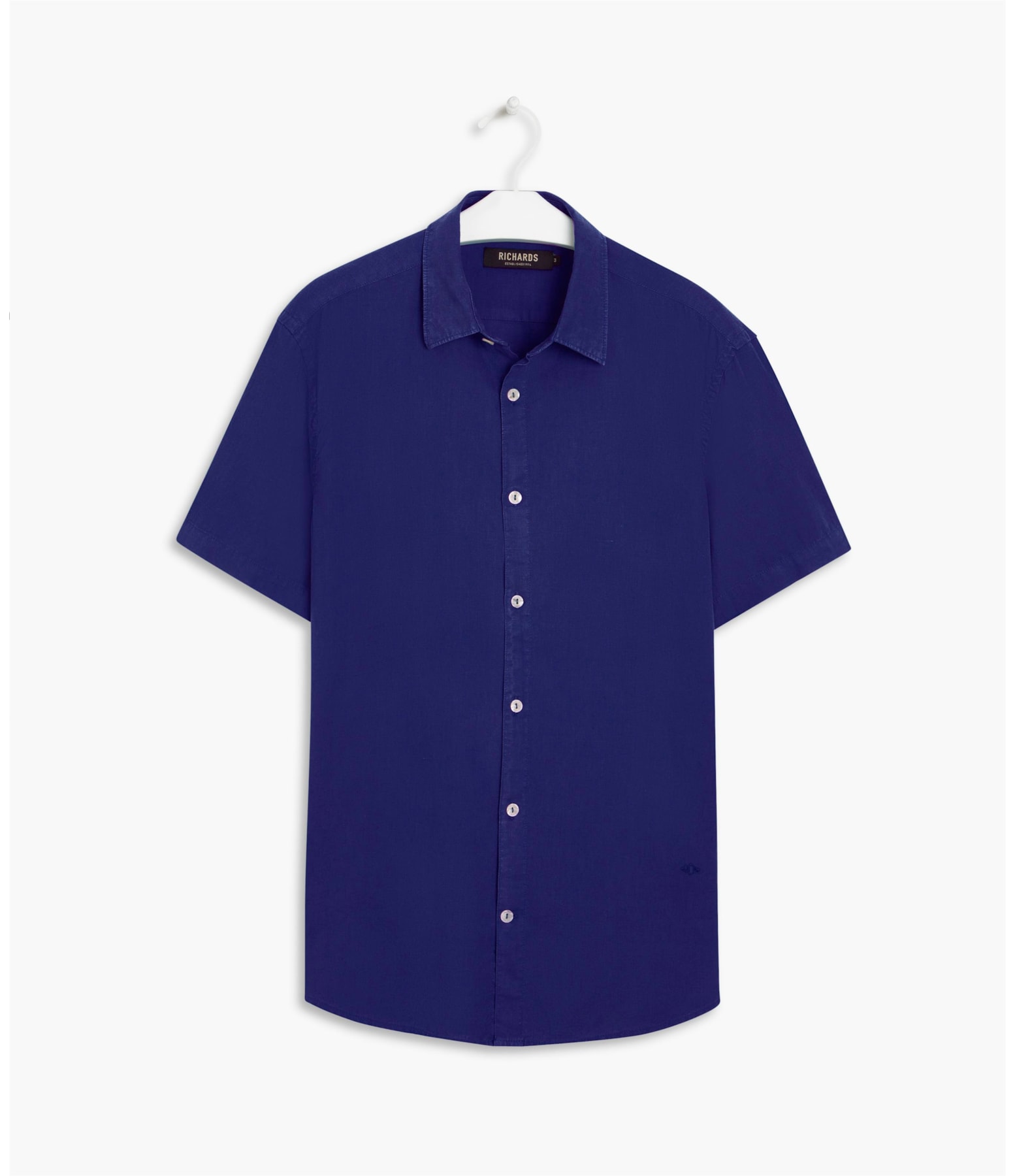 Camisa Linho  Tinturada Lisa M/c Azulão