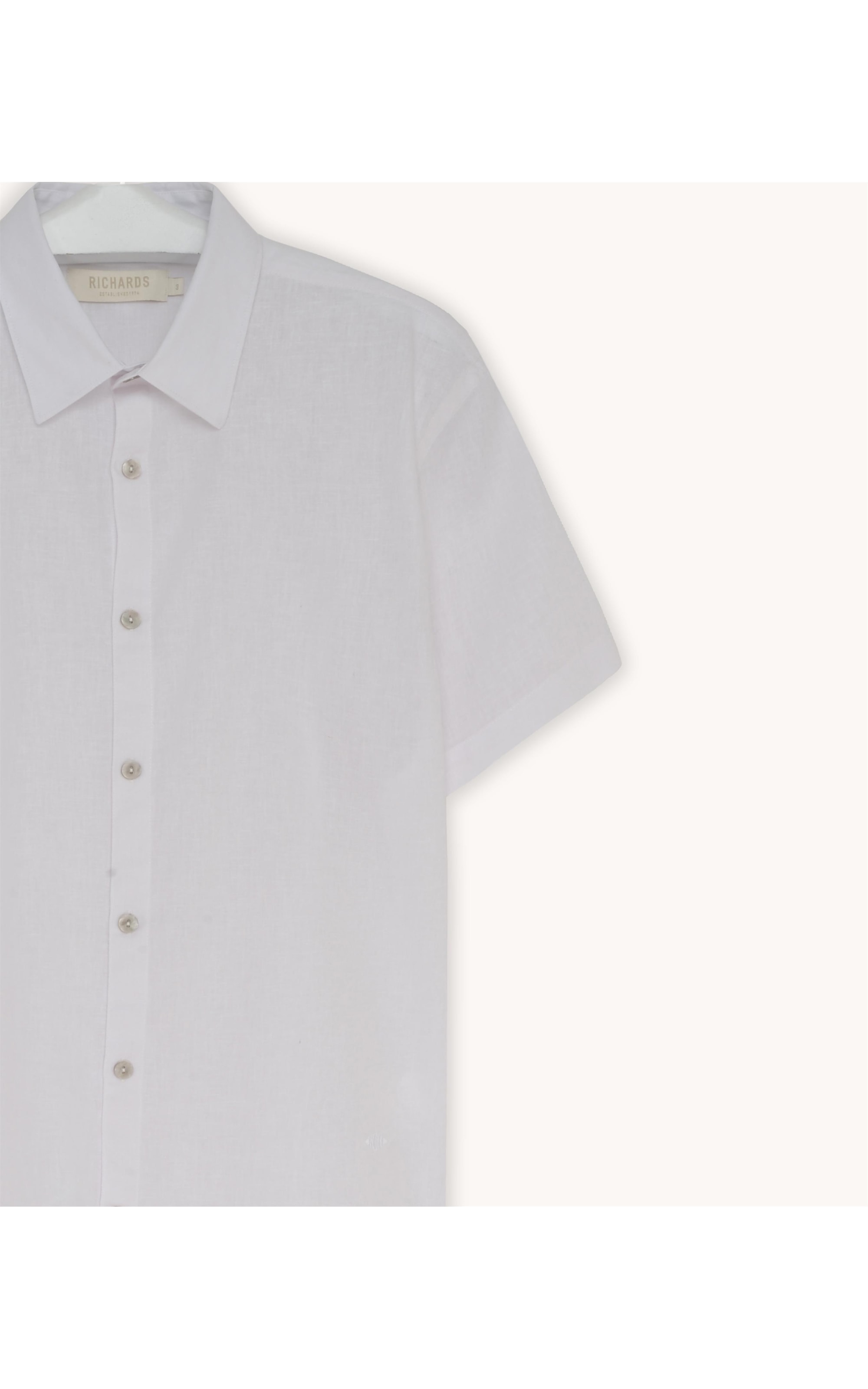 Camisa Linho  Tinturada Lisa M/c Branco