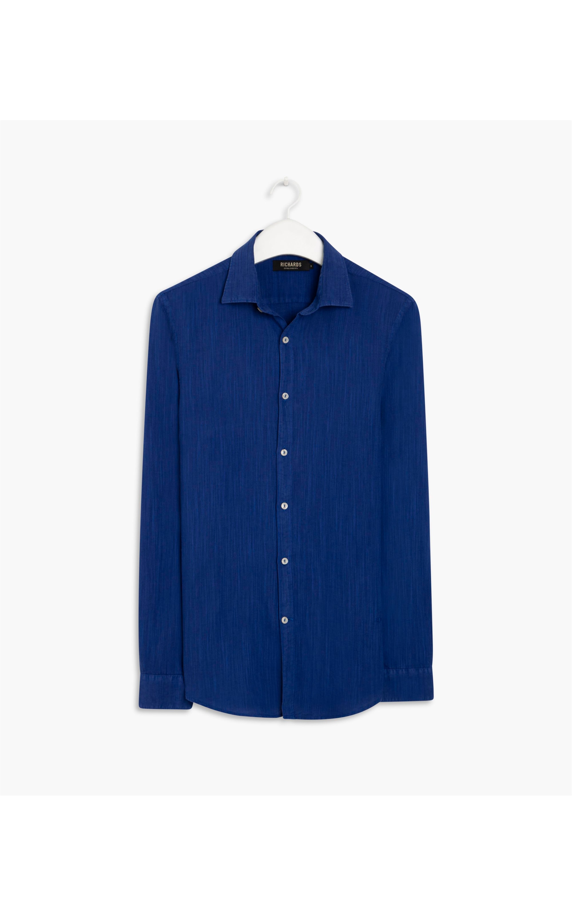 Camisa Linho  Tinturada Lisa Ml Azul Marinho