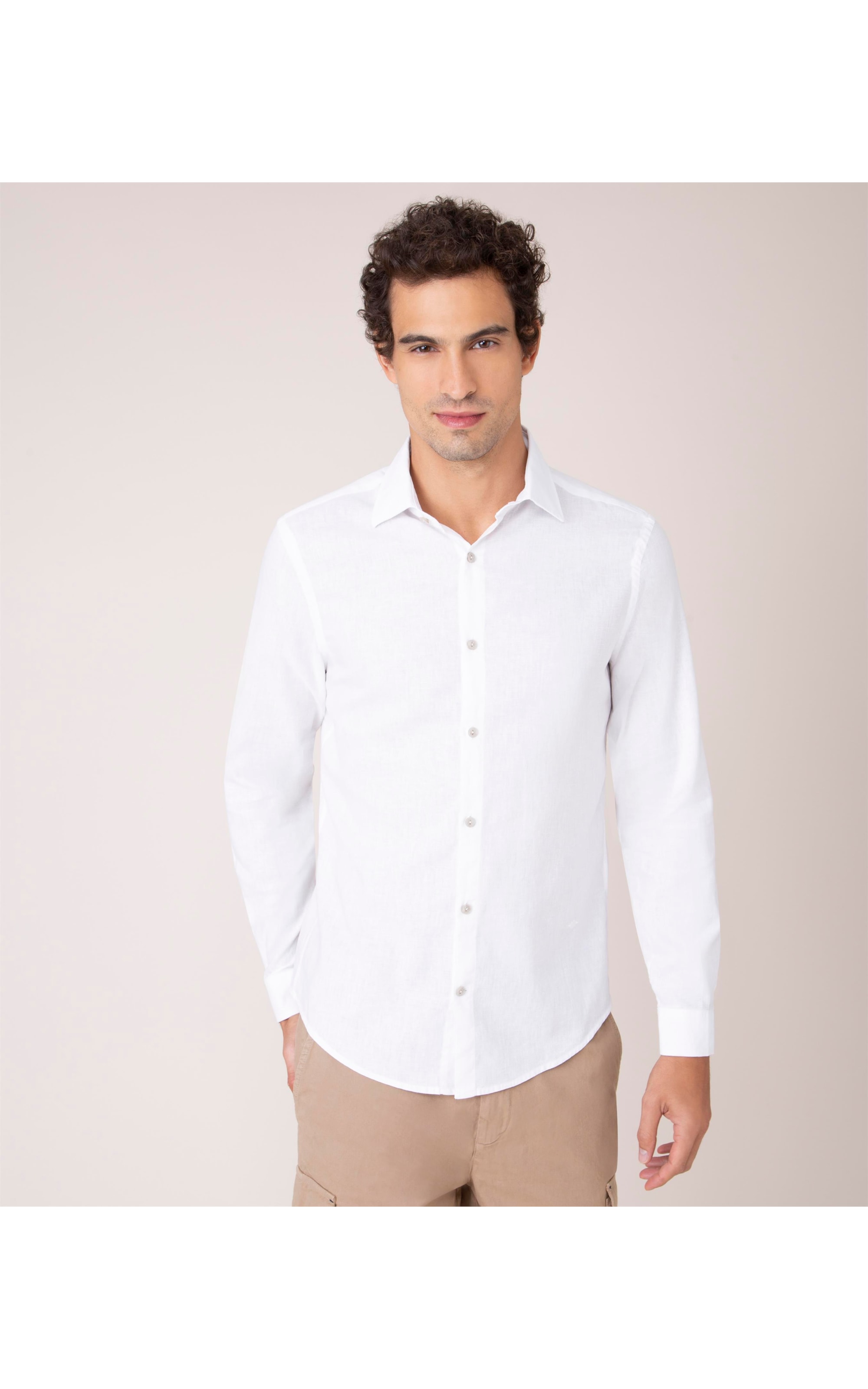 Camisa Linho  Tinturada Lisa Ml Branco