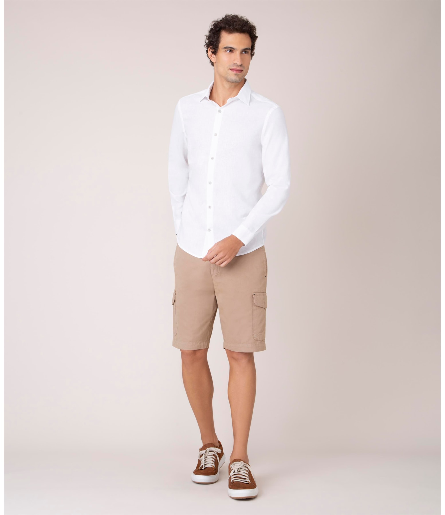 Camisa Linho  Tinturada Lisa Ml Branco