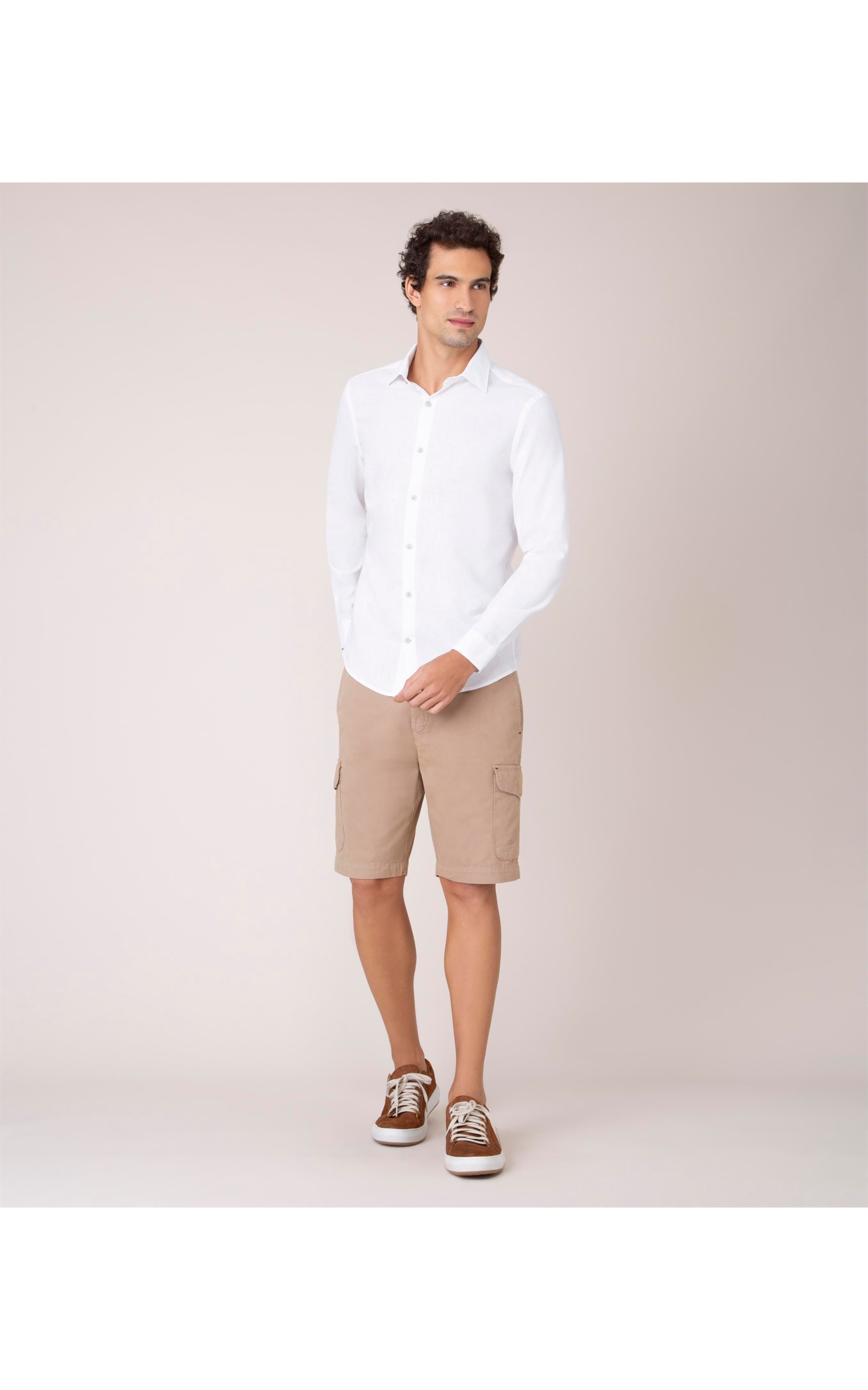 Camisa Linho  Tinturada Lisa Ml Branco