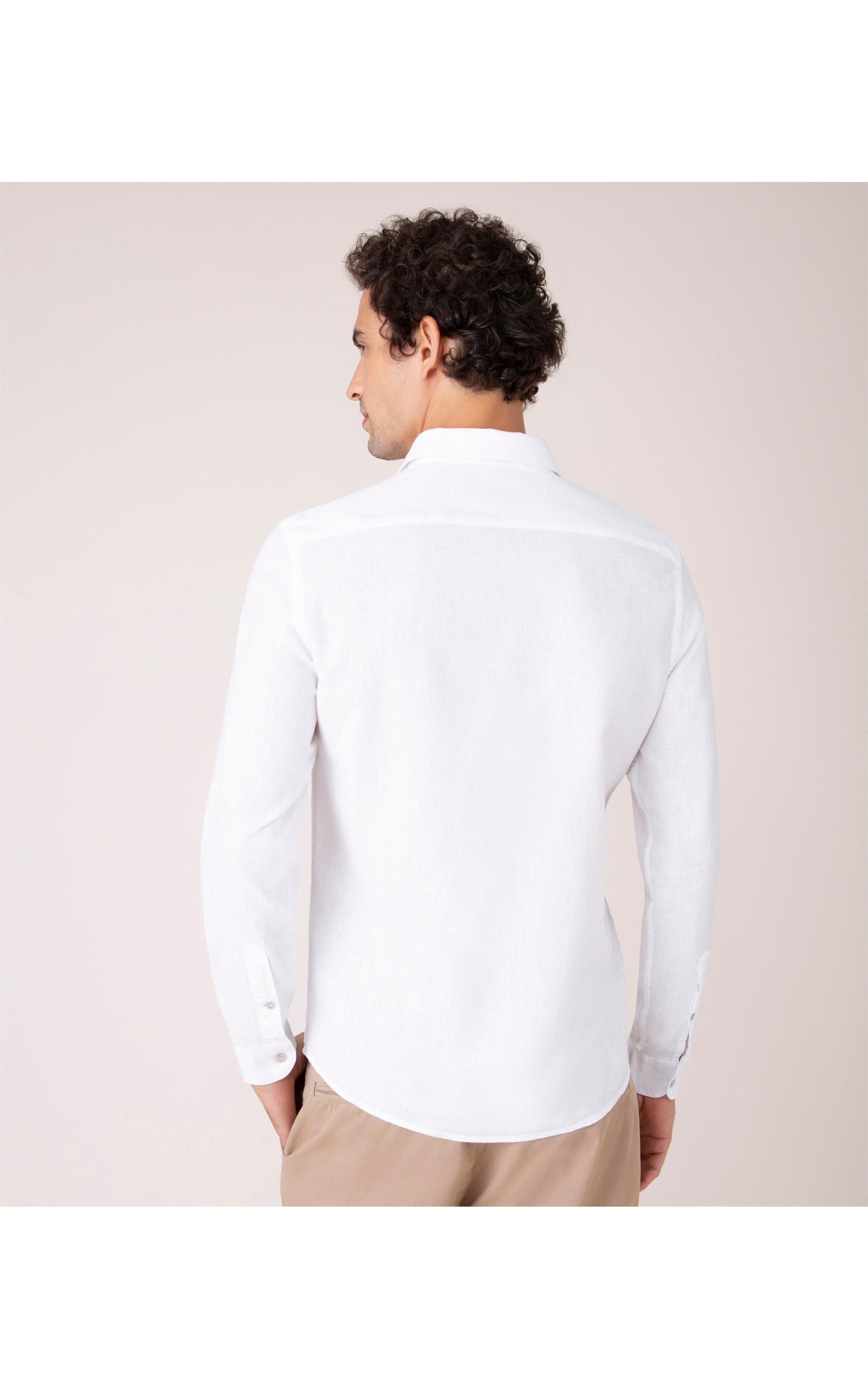 Camisa Linho  Tinturada Lisa Ml Branco