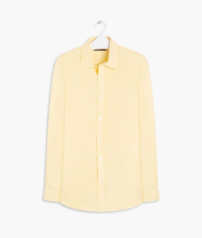Camisa Linho  Tinturada  Ml Masculino Amarelo Claro