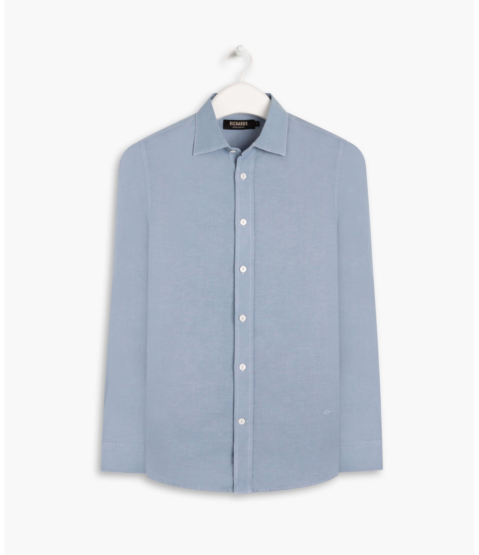 Camisa Linho  Tinturada  Ml Masculino Azul Chofer